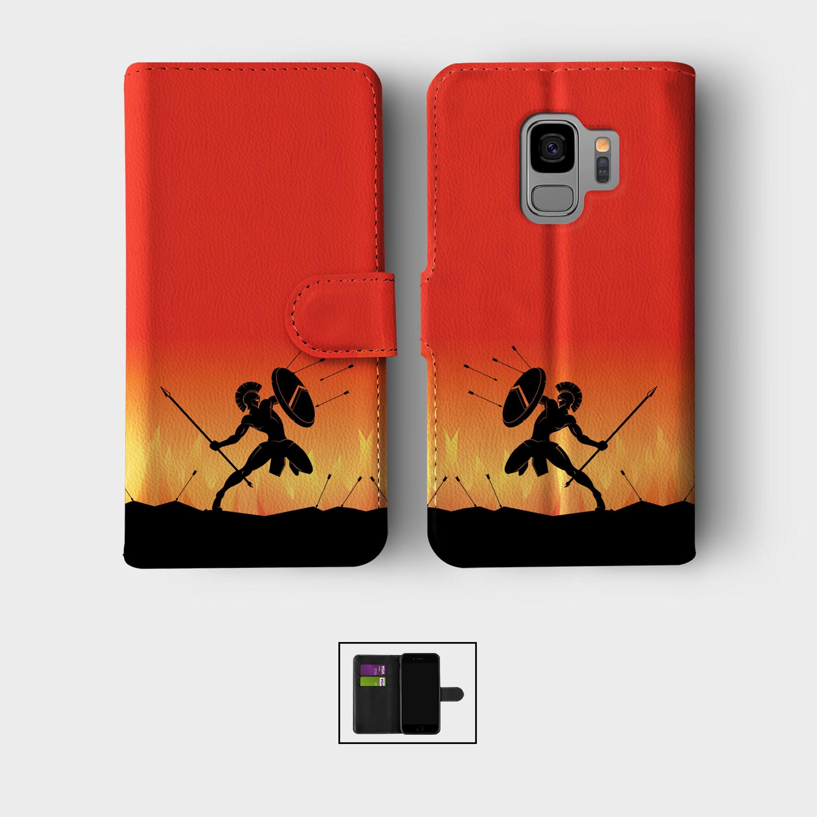 WALLET FLIP CASE FOR SAMSUNG S23 S22 S21 S20 S10 S9 ANCIENT WARRIORS MYTHOLOGY - Picture 4 of 10