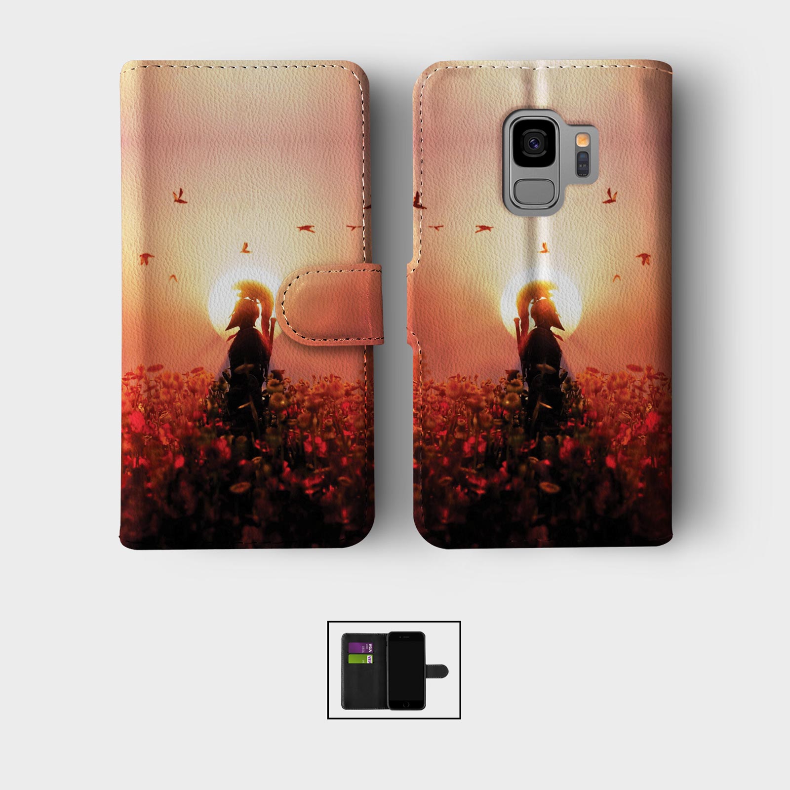 WALLET FLIP CASE FOR SAMSUNG S23 S22 S21 S20 S10 S9 ANCIENT WARRIORS MYTHOLOGY - Picture 5 of 10