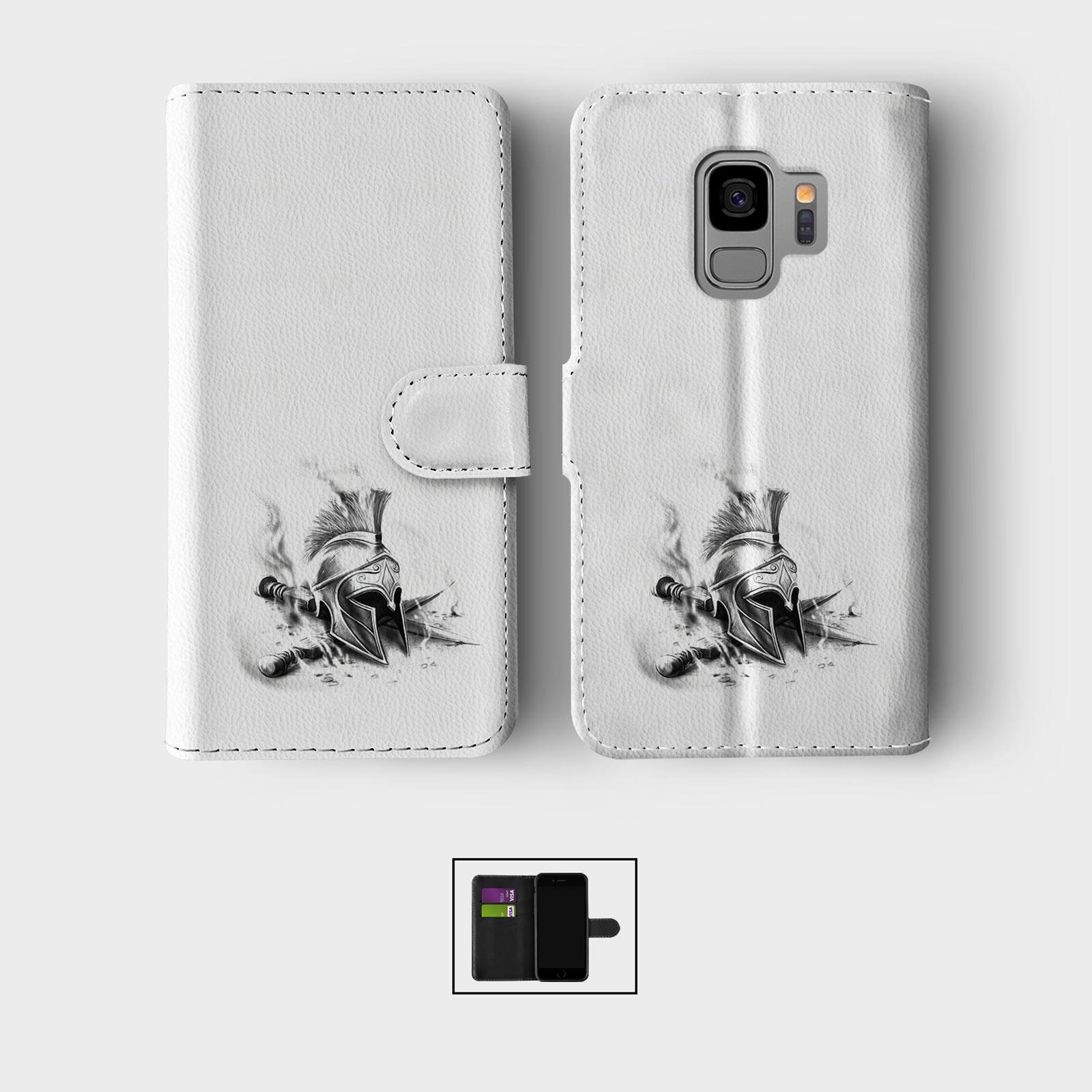 WALLET FLIP CASE FOR SAMSUNG S23 S22 S21 S20 S10 S9 ANCIENT WARRIORS MYTHOLOGY - Picture 6 of 10