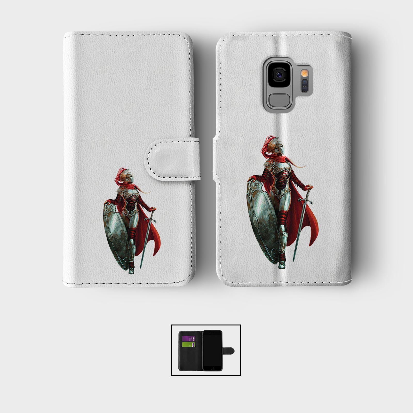 WALLET FLIP CASE FOR SAMSUNG S23 S22 S21 S20 S10 S9 ANCIENT WARRIORS MYTHOLOGY - Picture 7 of 10