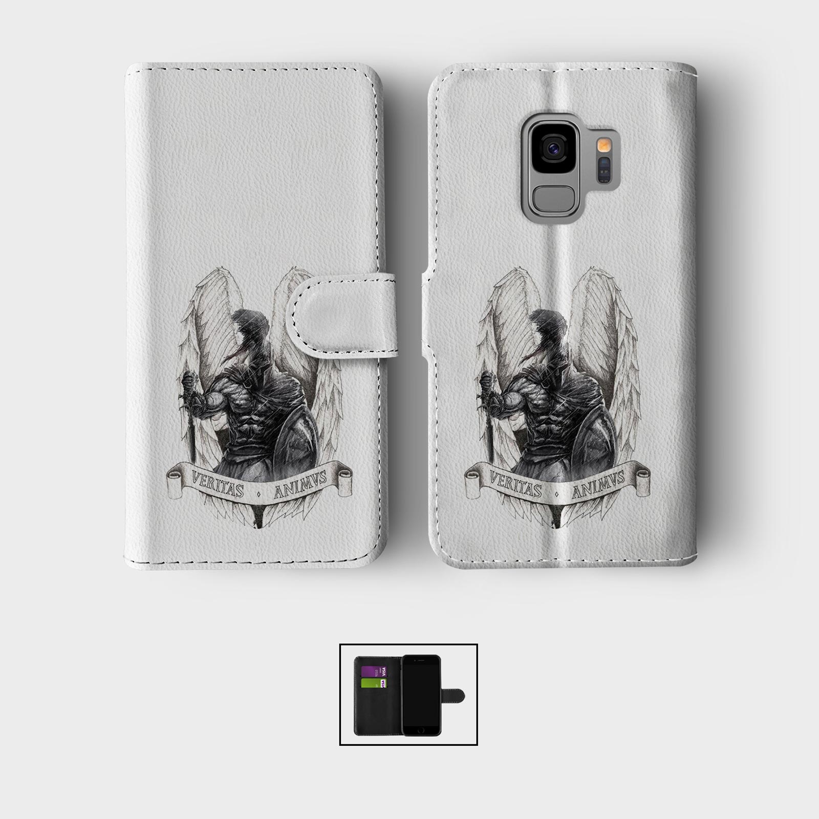 WALLET FLIP CASE FOR SAMSUNG S23 S22 S21 S20 S10 S9 ANCIENT WARRIORS MYTHOLOGY - Picture 8 of 10