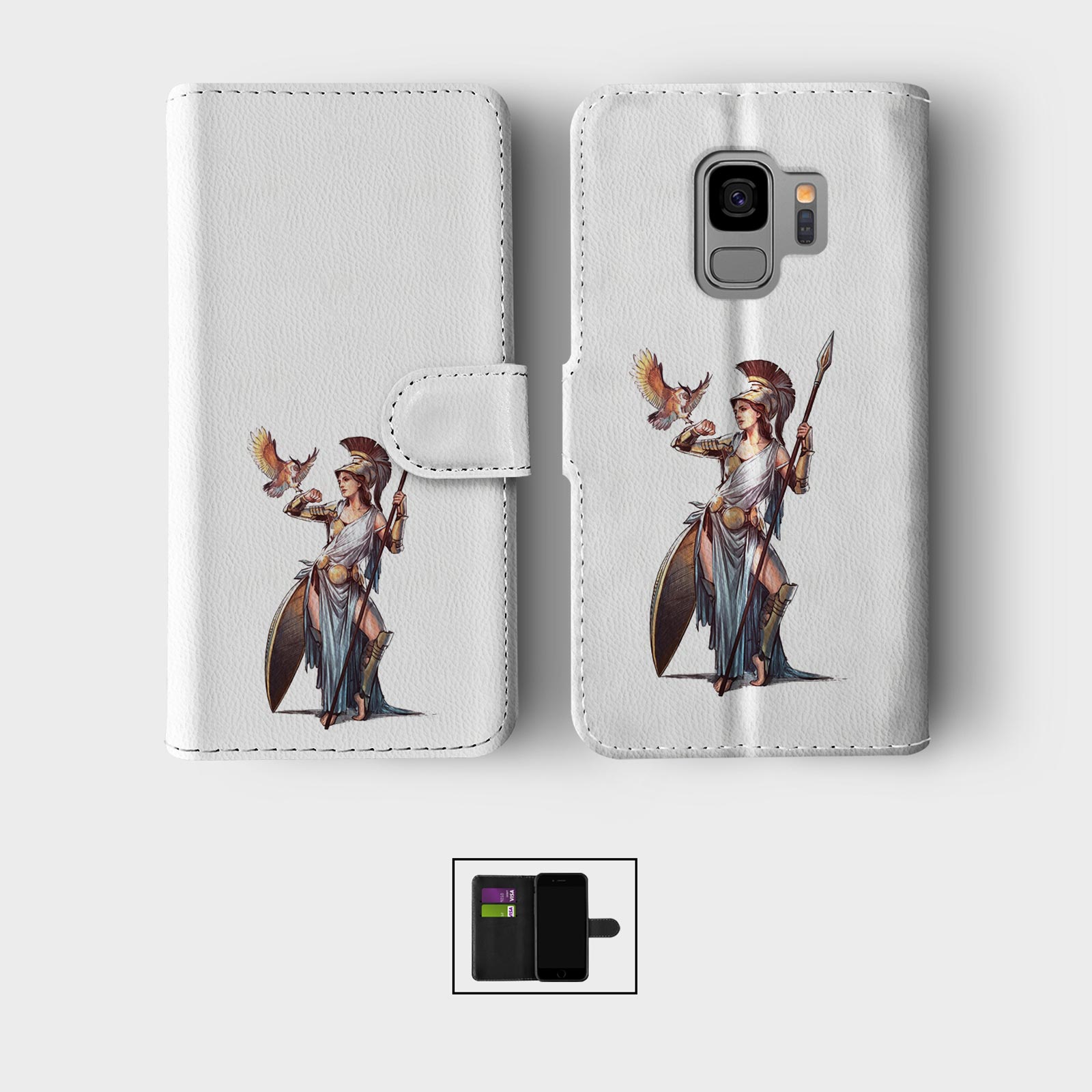 WALLET FLIP CASE FOR SAMSUNG S23 S22 S21 S20 S10 S9 ANCIENT WARRIORS MYTHOLOGY - Picture 9 of 10