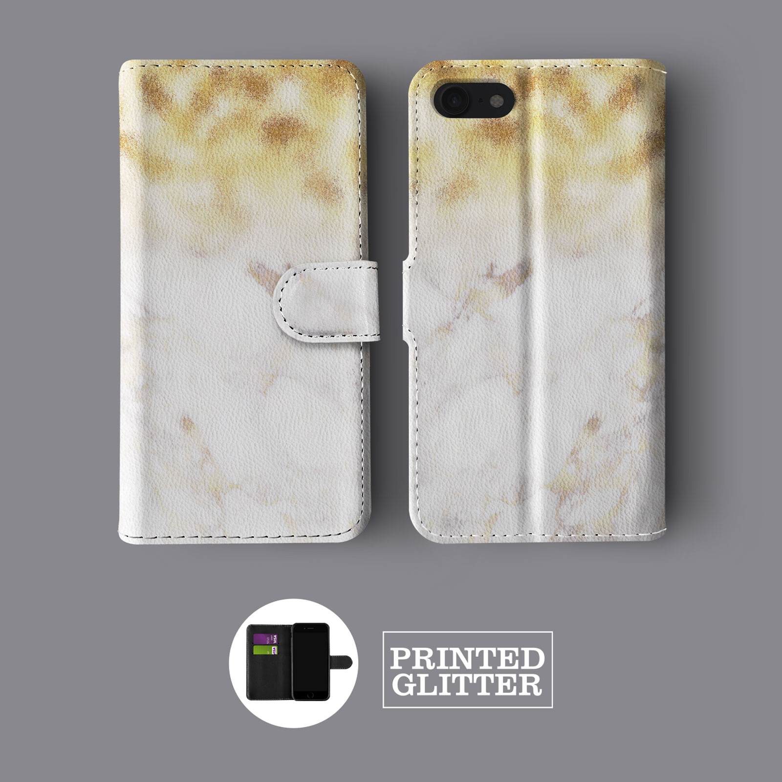 OMBRE FADED GLITTER ROSE GOLD BLING LEATHER WALLET PHONE CASE FOR IPHONE - Picture 9 of 10