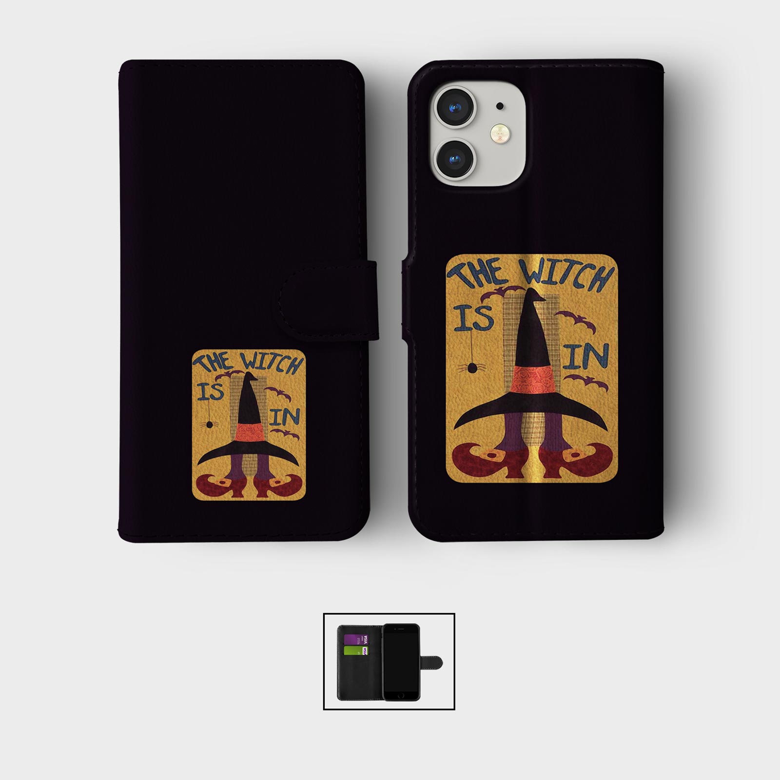 CASE FOR IPHONE 16 16E 15 14 12 12 PRO WALLET FLIP PHONE COVER HALLOWEEN CREEPY - Picture 2 of 7