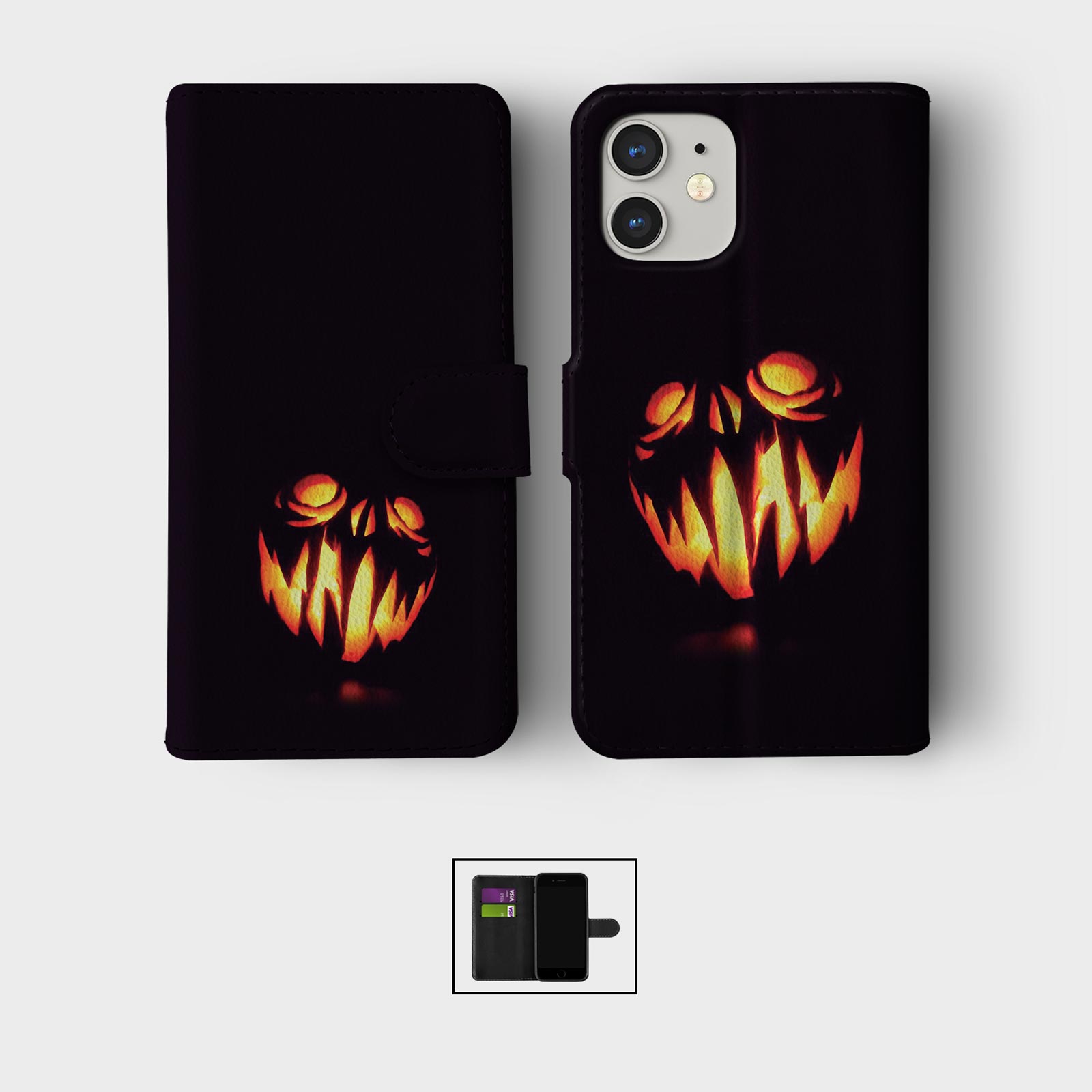 CASE FOR IPHONE 16 16E 15 14 12 12 PRO WALLET FLIP PHONE COVER HALLOWEEN CREEPY - Picture 4 of 7