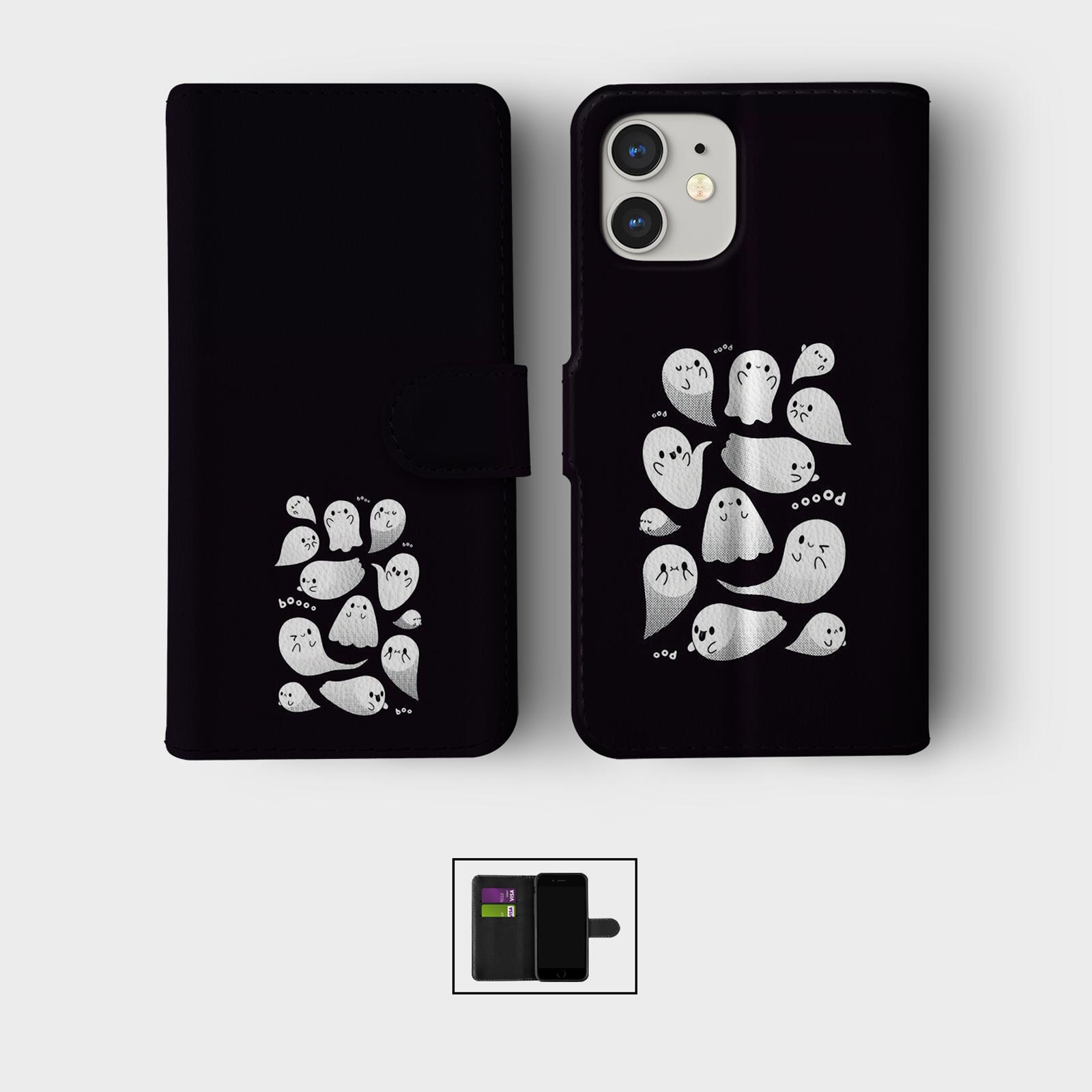 CASE FOR IPHONE 16 16E 15 14 12 12 PRO WALLET FLIP PHONE COVER HALLOWEEN CREEPY - Picture 6 of 7