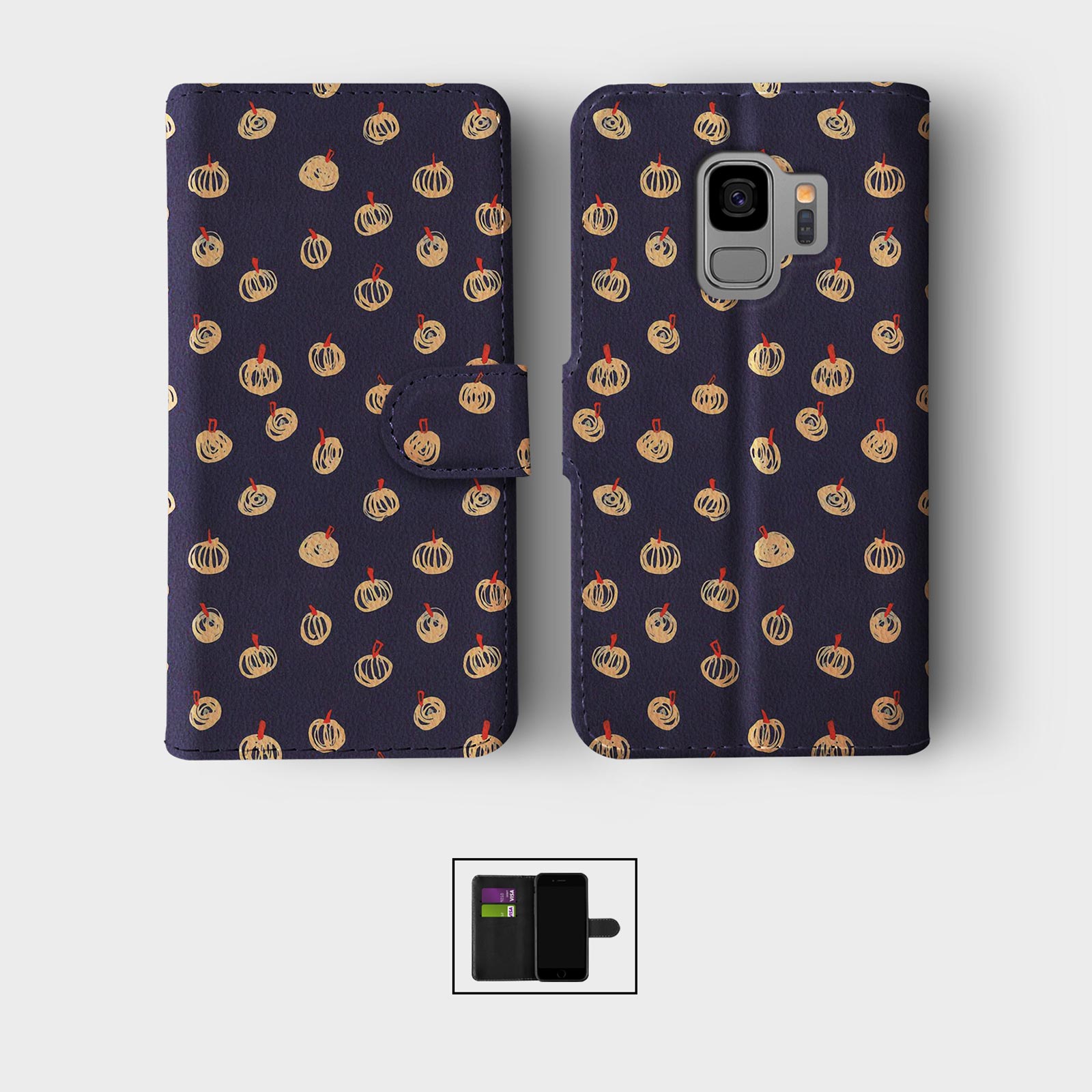 CASE FOR SAMSUNG S23 S22 S21 S20 S10 S9 WALLET FLIP PHONE COVER SKULLS HALLOWEEN - Picture 4 of 6