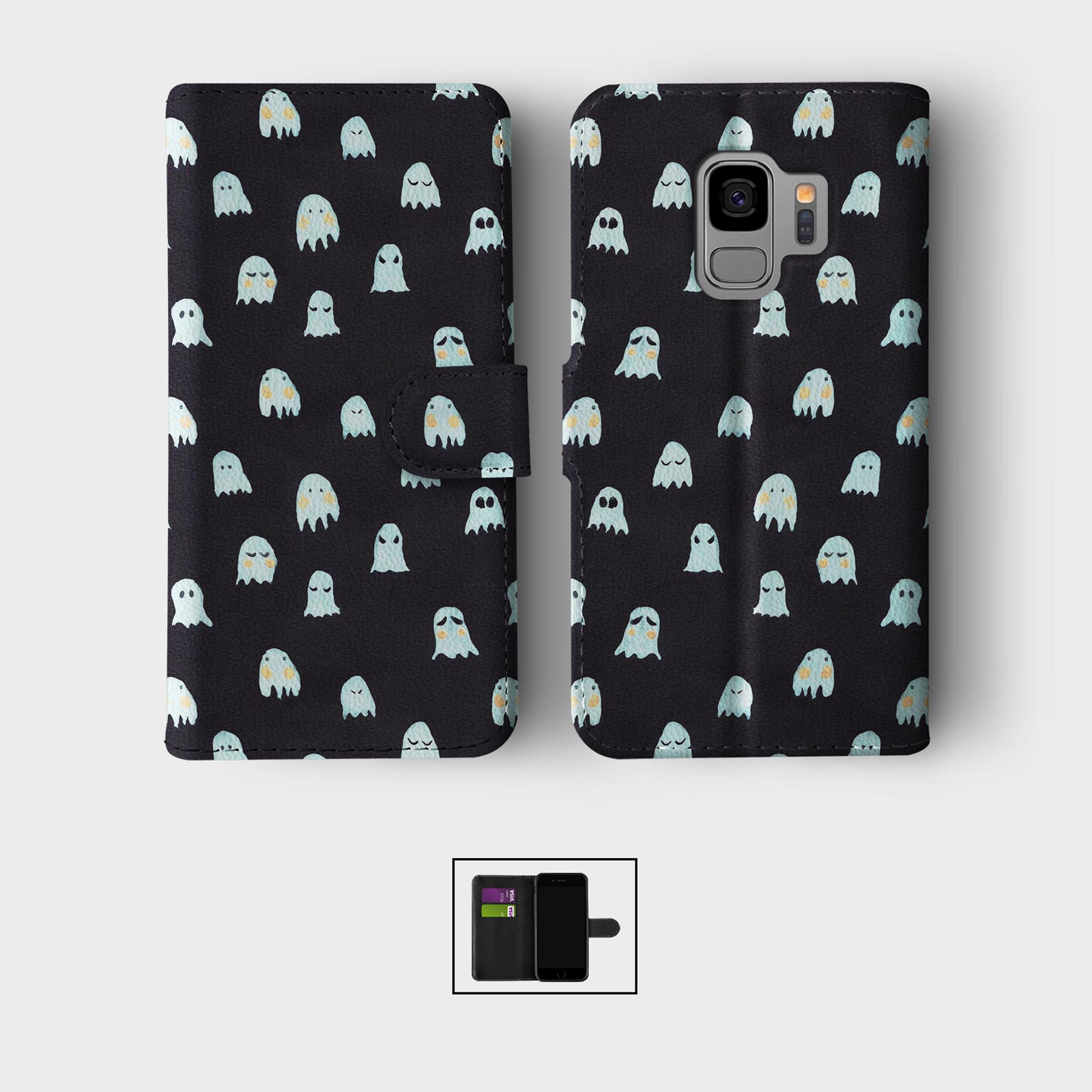 CASE FOR SAMSUNG S23 S22 S21 S20 S10 S9 WALLET FLIP PHONE COVER SKULLS HALLOWEEN - Picture 5 of 6