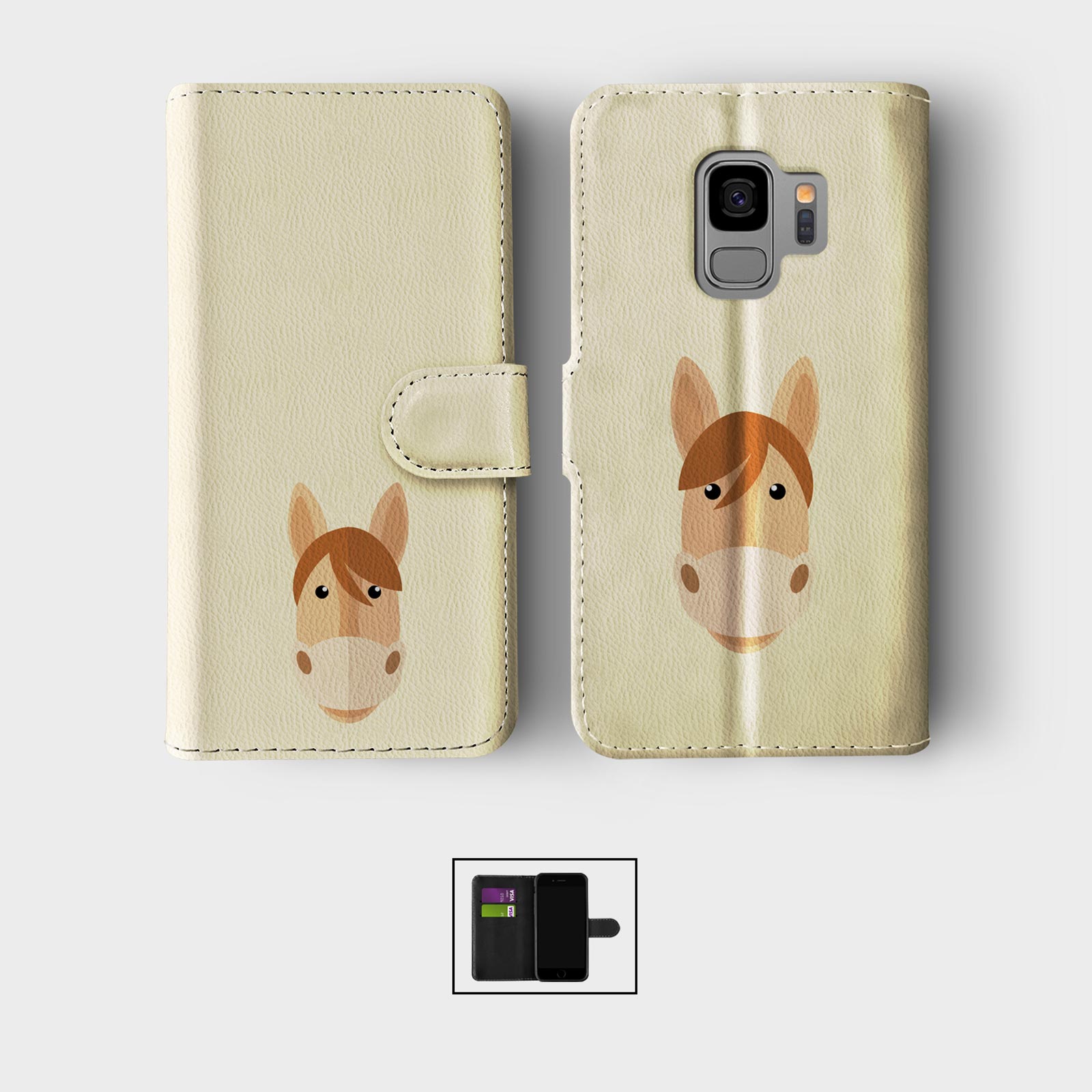 CASE FOR SAMSUNG S23 S22 S21 S20 S10 WALLET FLIP PHONE COVER HORSE MUSTANG WILD - Picture 3 of 8