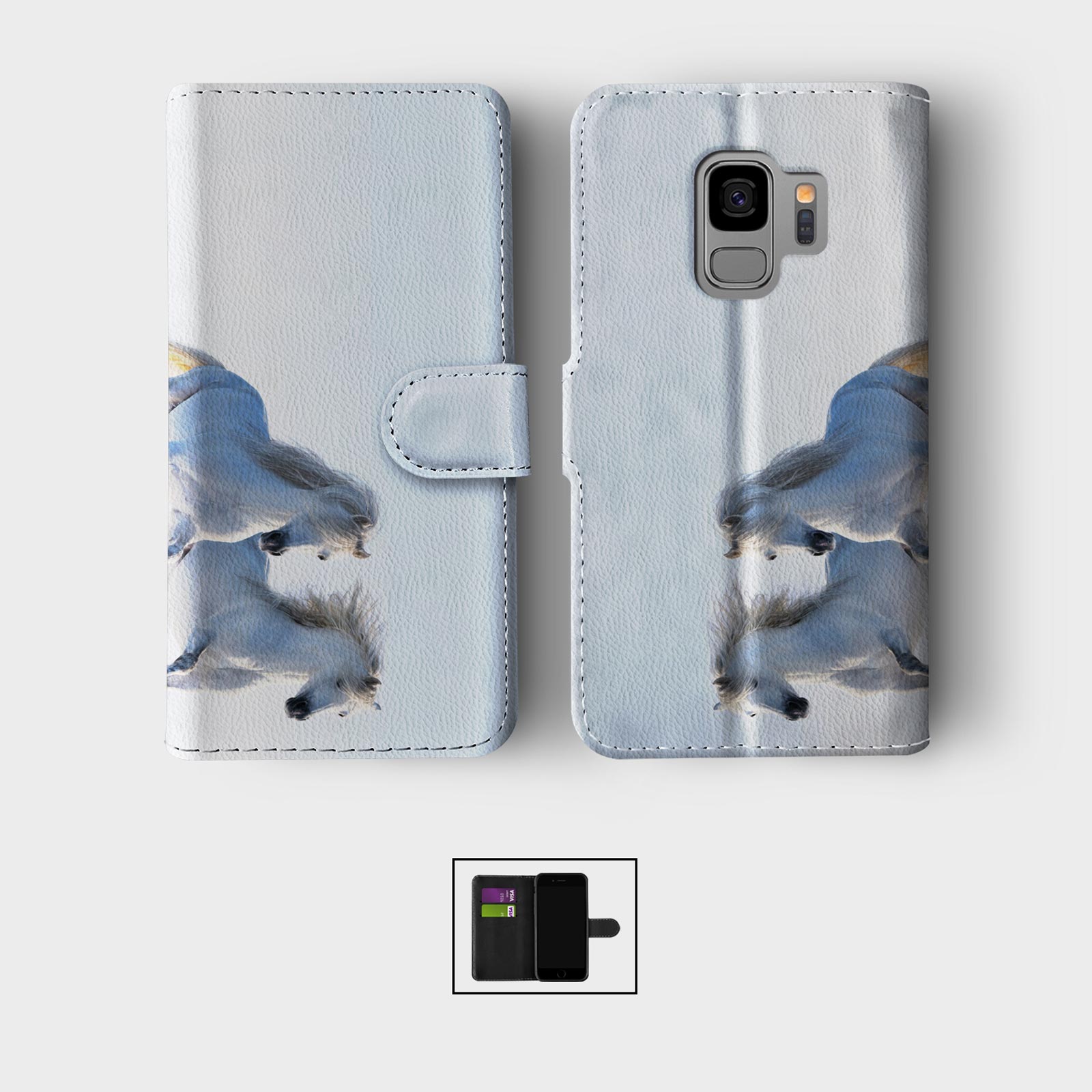 CASE FOR SAMSUNG S23 S22 S21 S20 S10 WALLET FLIP PHONE COVER HORSE MUSTANG WILD - Picture 4 of 8