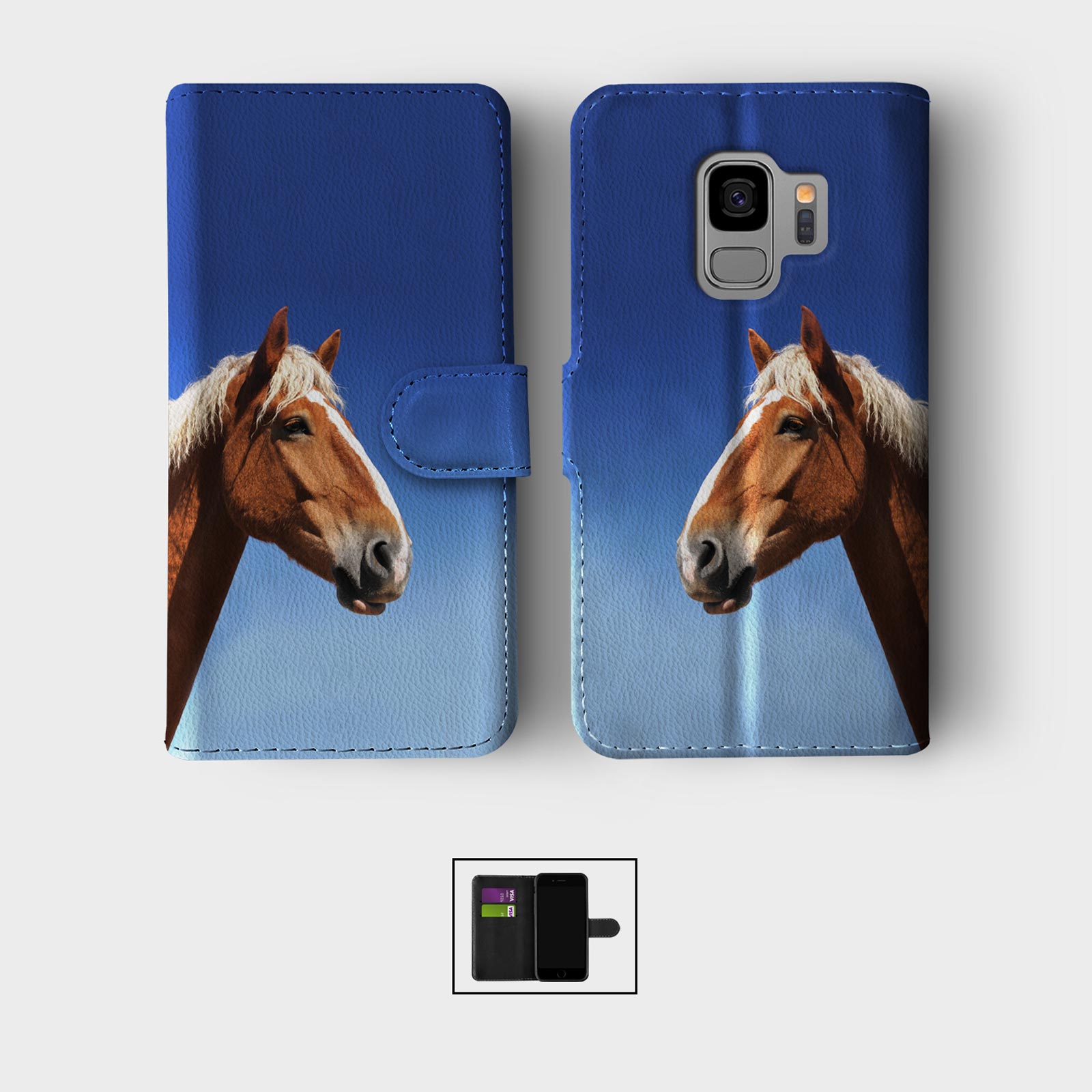 CASE FOR SAMSUNG S23 S22 S21 S20 S10 WALLET FLIP PHONE COVER HORSE MUSTANG WILD - Picture 6 of 8