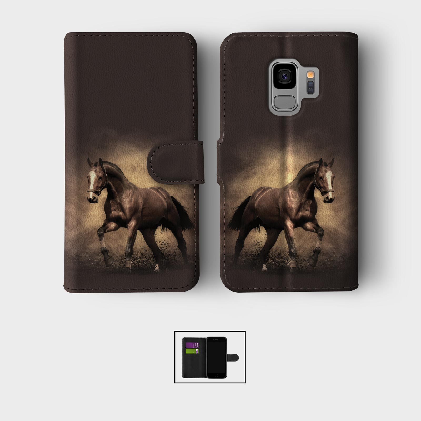 CASE FOR SAMSUNG S23 S22 S21 S20 S10 WALLET FLIP PHONE COVER HORSE MUSTANG WILD - Picture 7 of 8