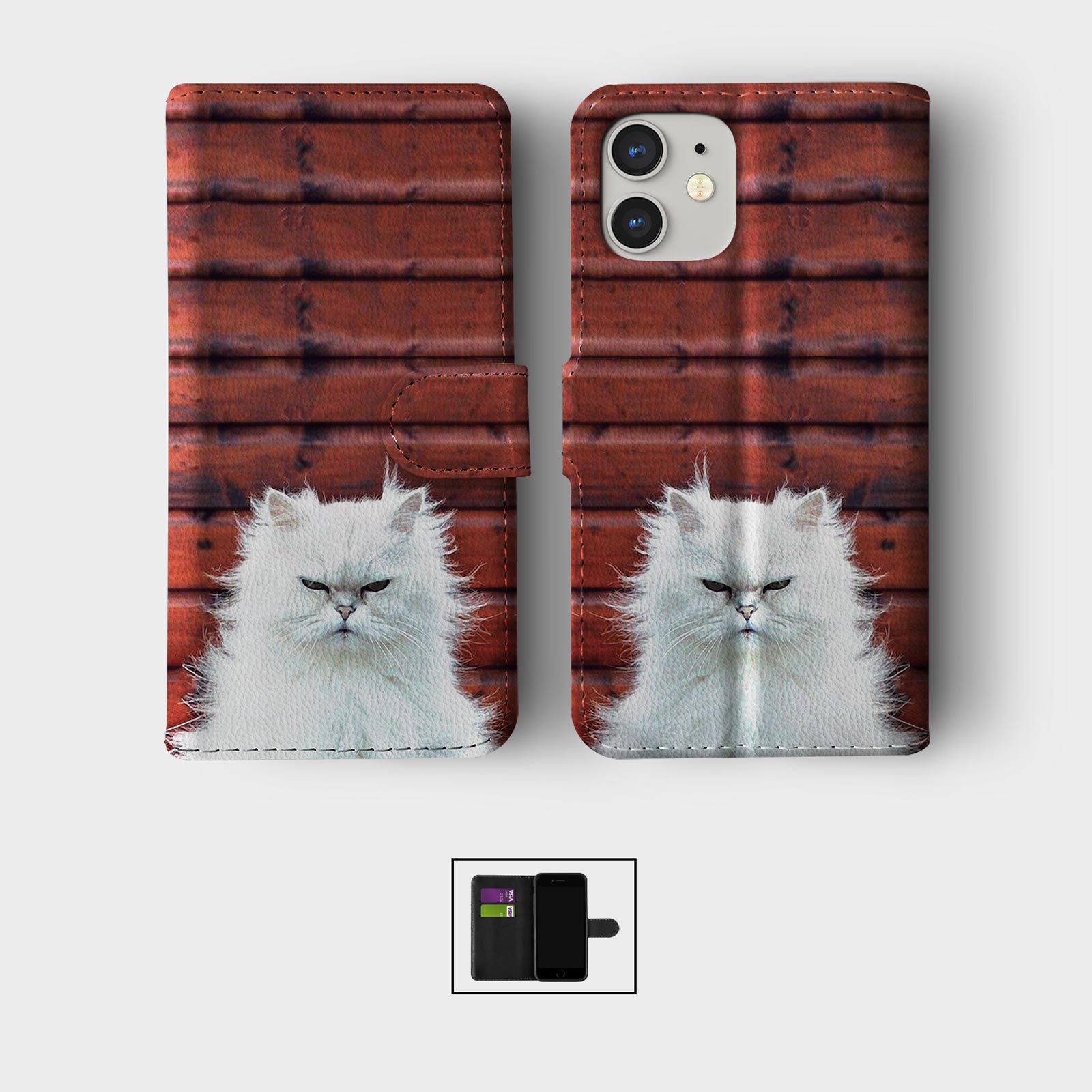 CASE FOR IPHONE 16 16E 15 14 12 12 PRO WALLET FLIP PHONE COVER CUTE KITTENS CATS - Picture 5 of 8