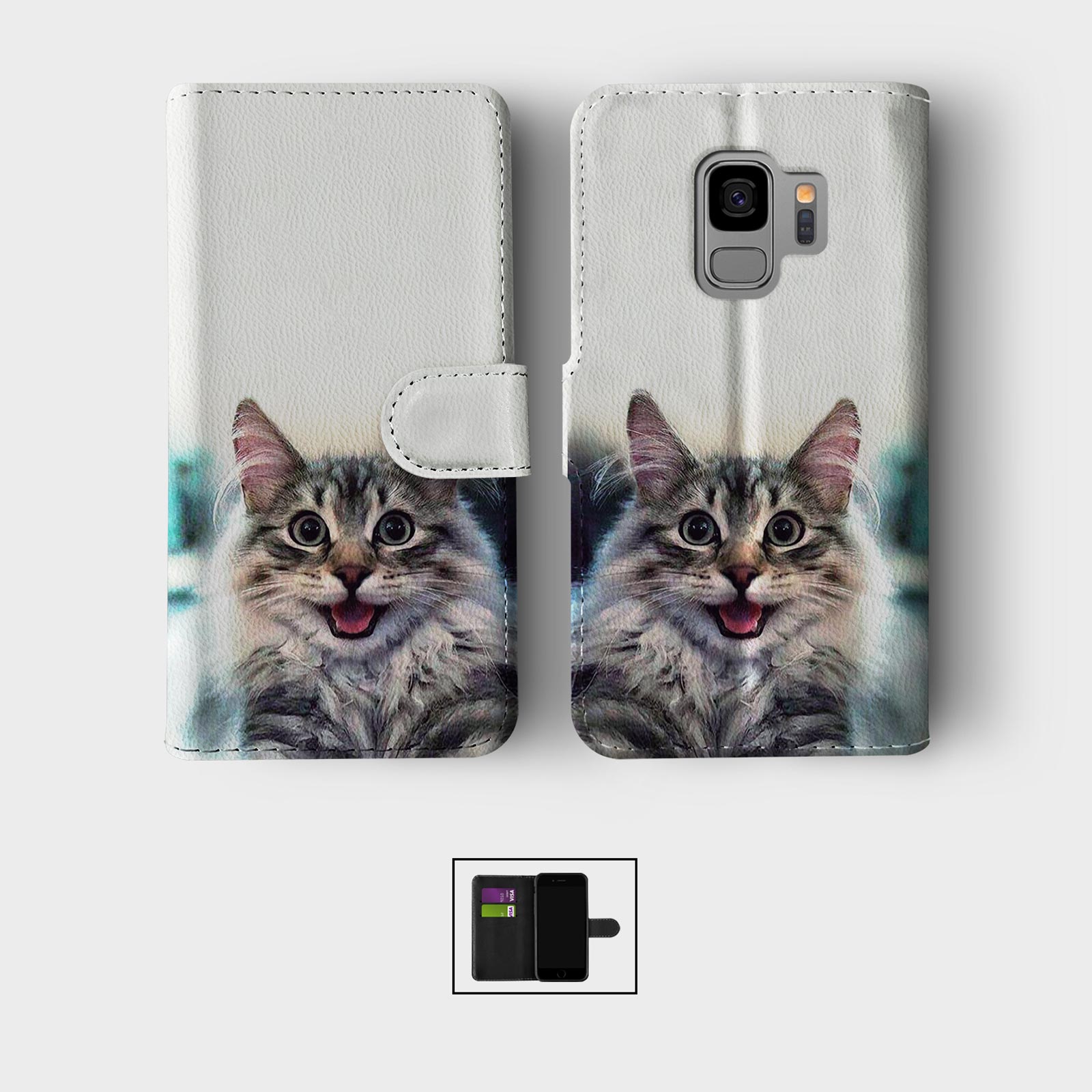 CASE FOR SAMSUNG S23 S22 S21 S20 S10 WALLET FLIP PHONE COVER CUTE KITTENS CATS - Picture 3 of 8