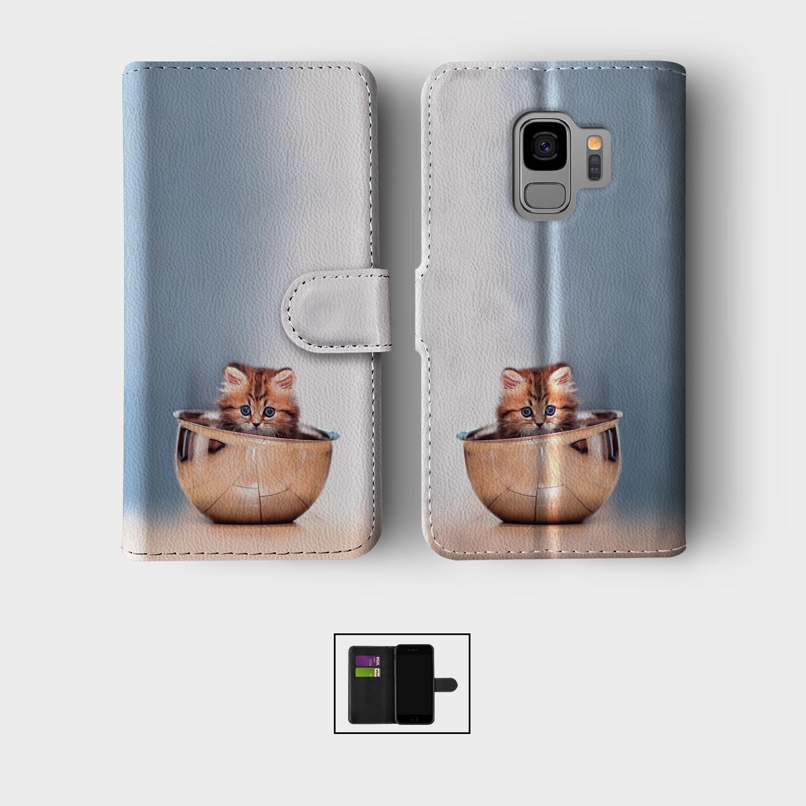 CASE FOR SAMSUNG S23 S22 S21 S20 S10 WALLET FLIP PHONE COVER CUTE KITTENS CATS - Picture 4 of 8