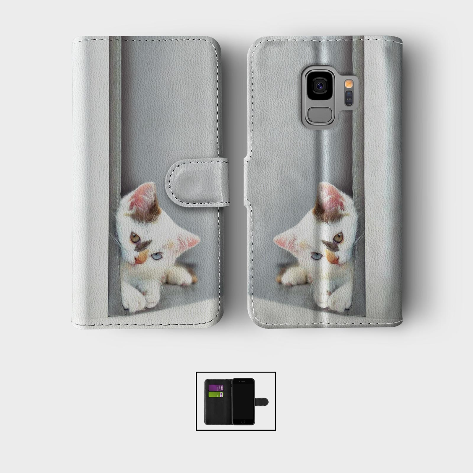 CASE FOR SAMSUNG S23 S22 S21 S20 S10 WALLET FLIP PHONE COVER CUTE KITTENS CATS - Picture 7 of 8