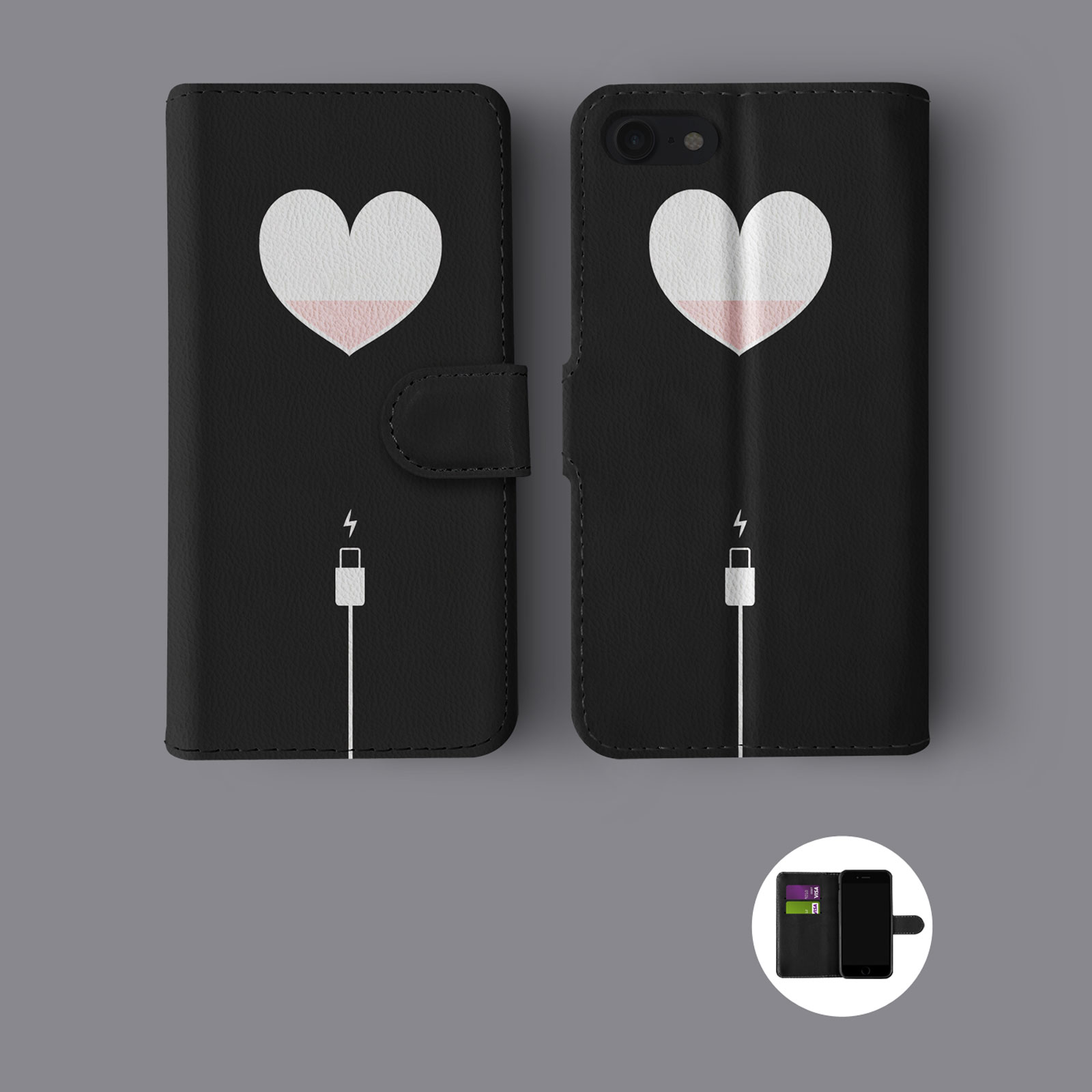HEART CACTUS PENGUIN CAT CHILL HONEY DAYDREAM WALLET PHONE CASE FOR IPHONE - Picture 8 of 10