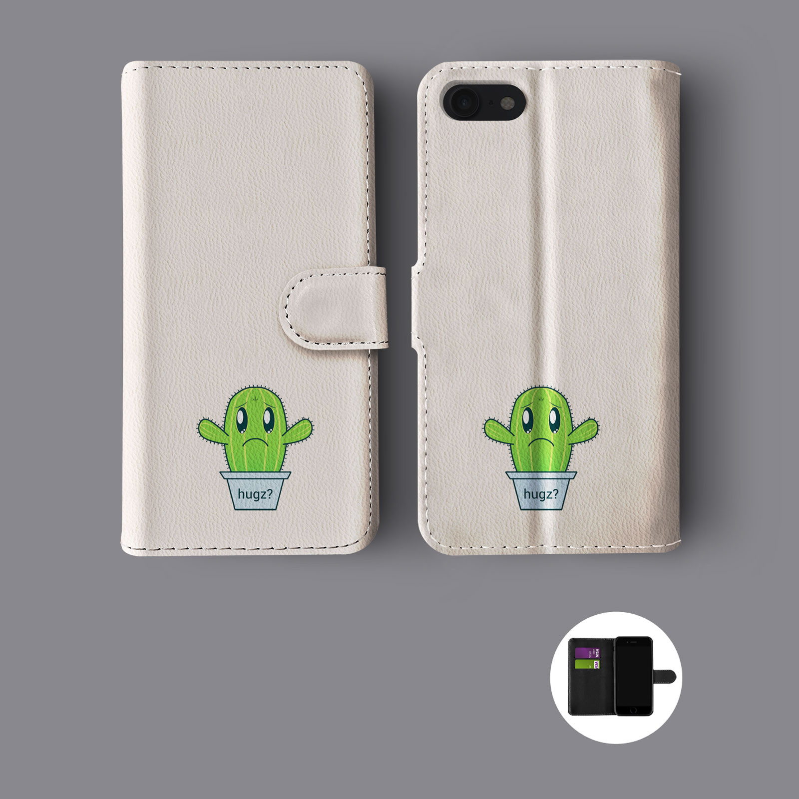 HEART CACTUS PENGUIN CAT CHILL HONEY DAYDREAM WALLET PHONE CASE FOR IPHONE - Picture 9 of 10
