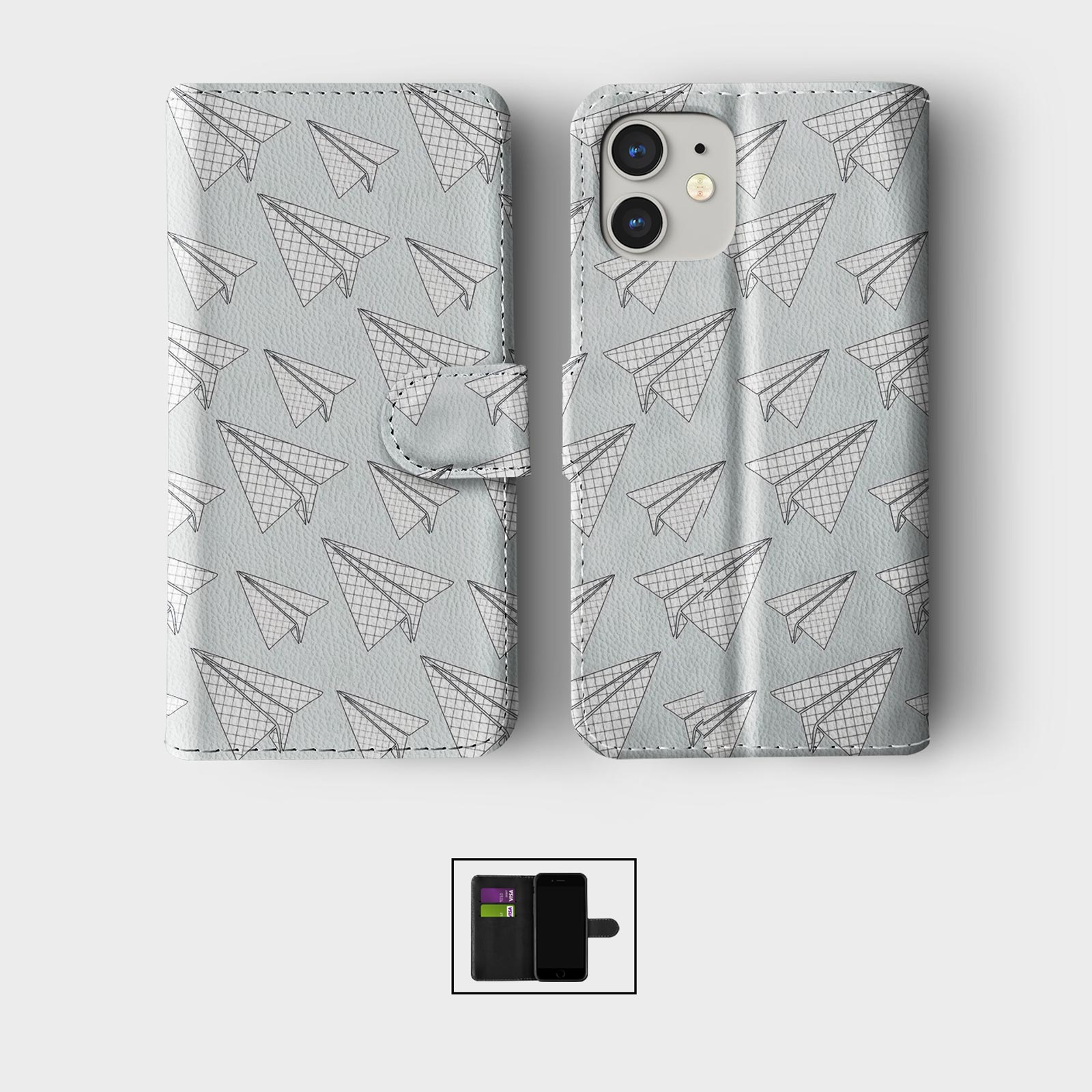 CASE FOR IPHONE 16 16E 15 14 12 12 SE PRO WALLET FLIP PHONE COVER PAPER PLANES - Picture 4 of 8