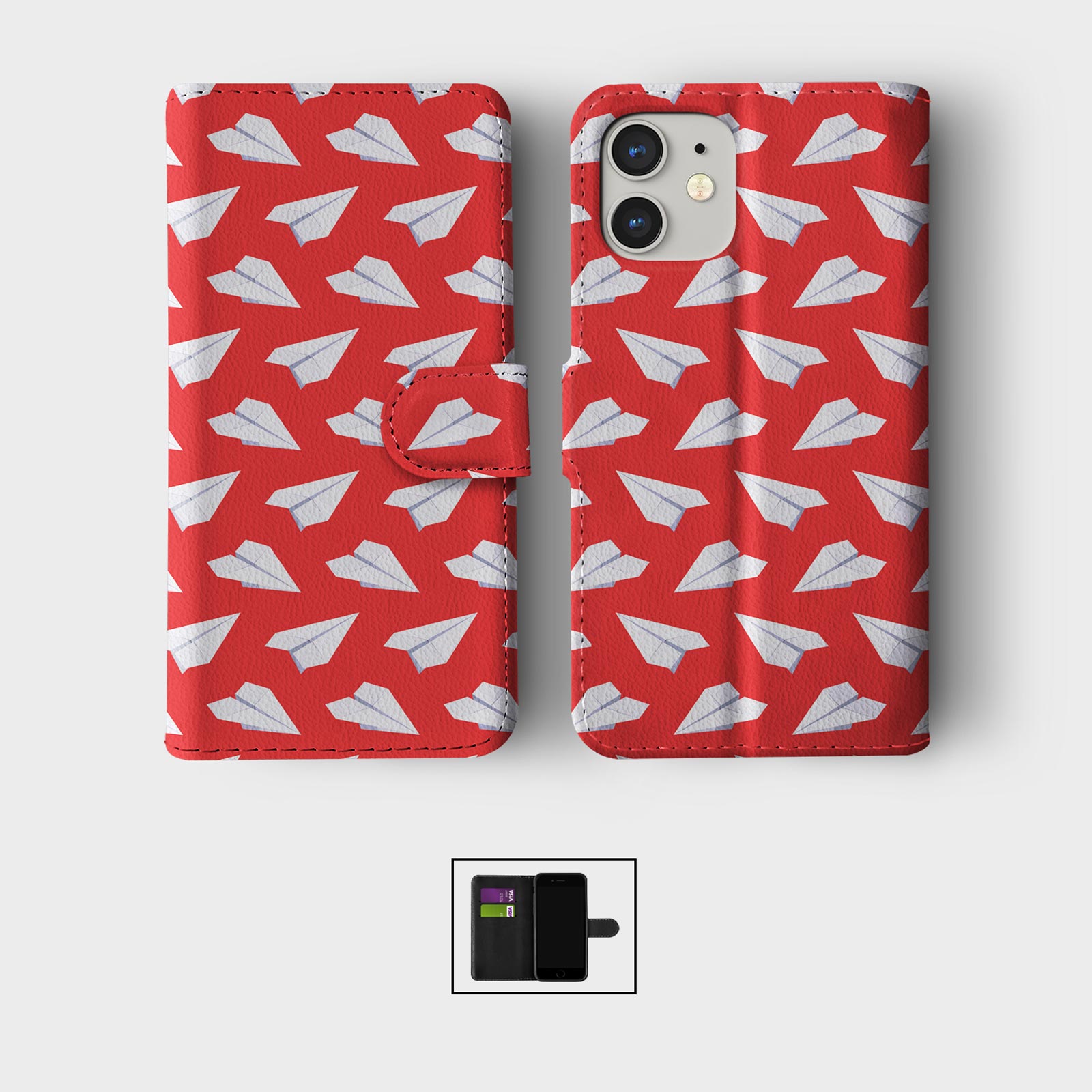 CASE FOR IPHONE 16 16E 15 14 12 12 SE PRO WALLET FLIP PHONE COVER PAPER PLANES - Picture 5 of 8
