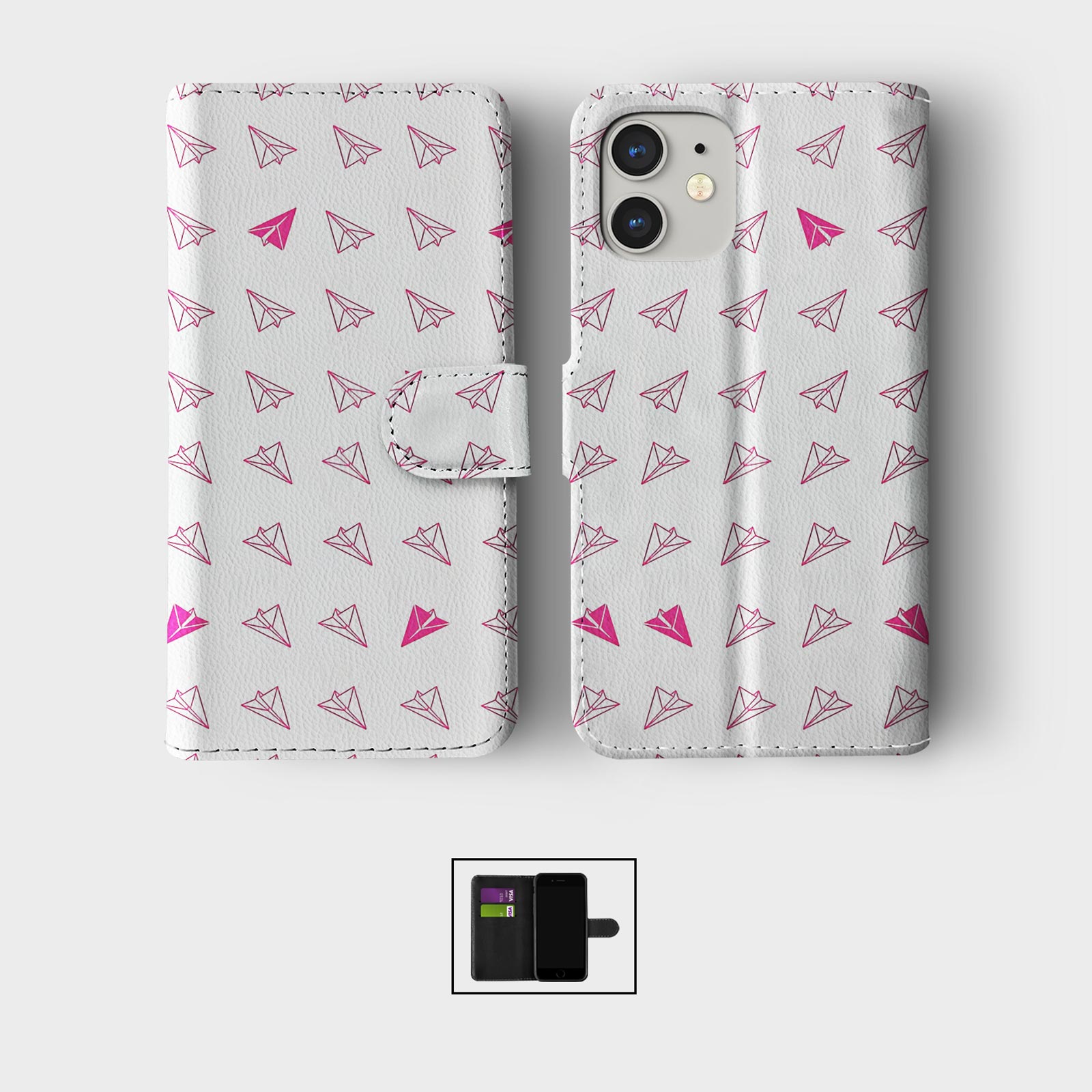 CASE FOR IPHONE 16 16E 15 14 12 12 SE PRO WALLET FLIP PHONE COVER PAPER PLANES - Picture 7 of 8