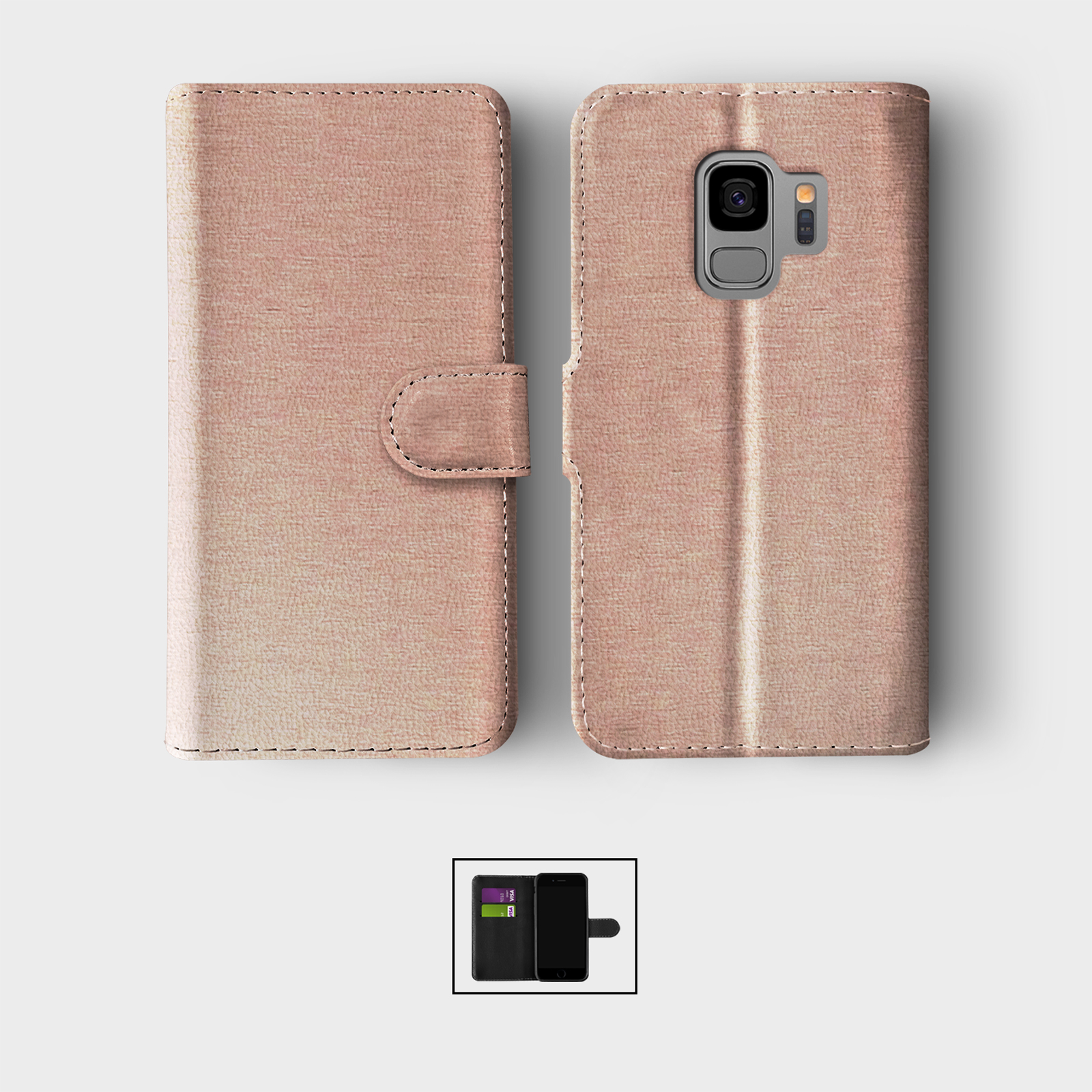 CASE FOR SAMSUNG S23 S22 S21 S20 S10 WALLET FLIP PHONE COVER GLITTER GOLD PINK - Picture 3 of 4