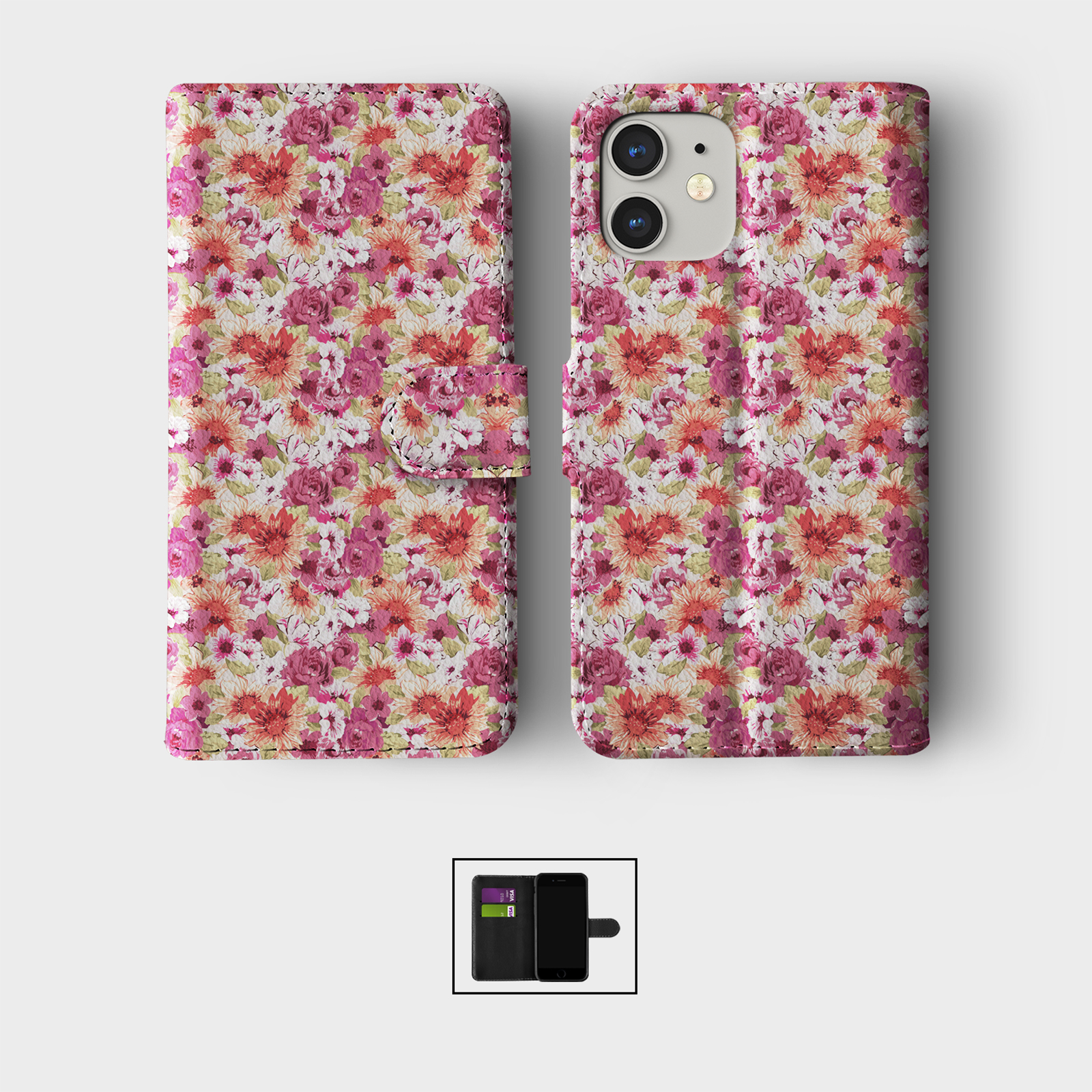 CASE FOR IPHONE 16 16E 15 14 12 12 SE PRO WALLET FLIP PHONE COVER FLORAL VINTAGE - 第 2/5 張圖片