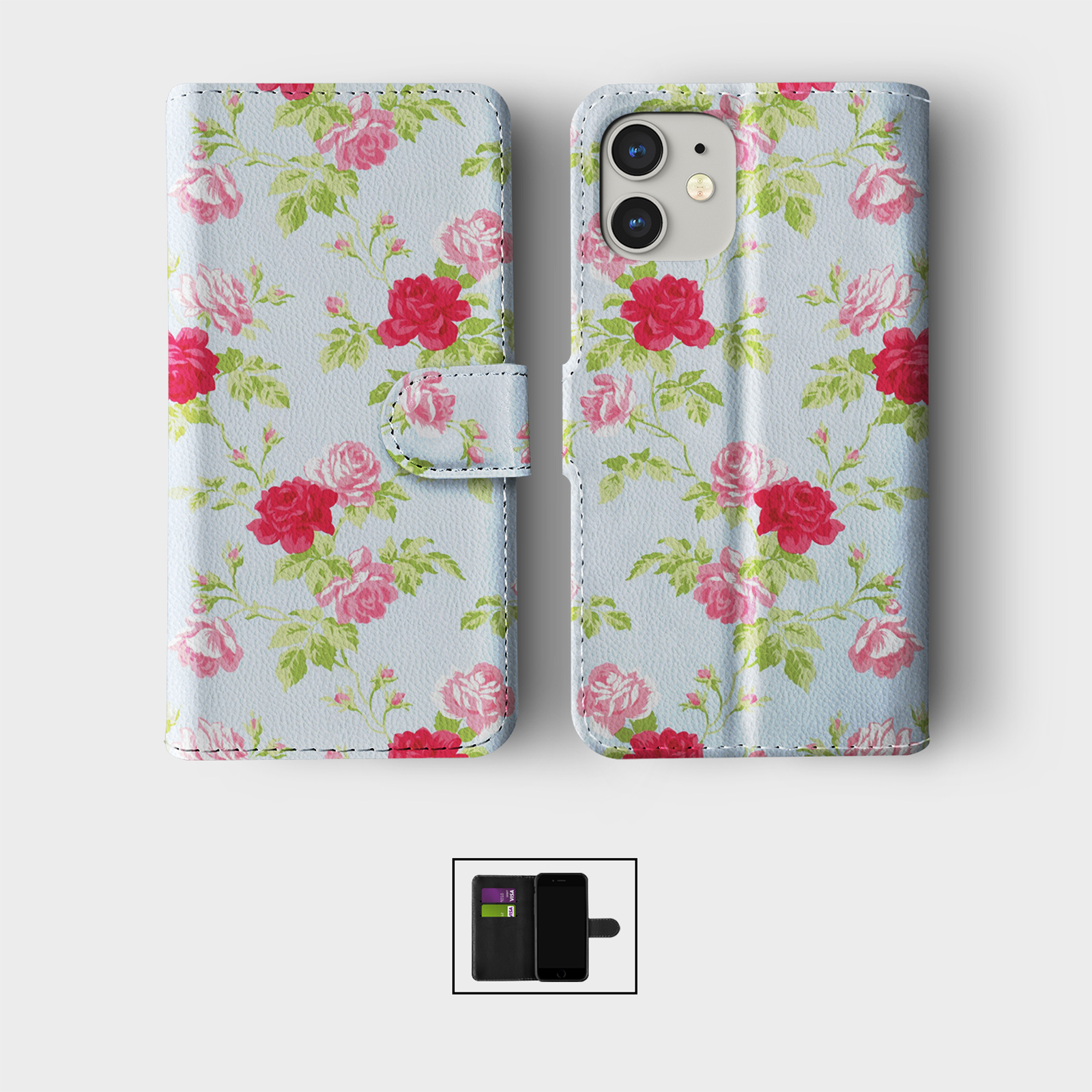 CASE FOR IPHONE 16 16E 15 14 12 12 SE PRO WALLET FLIP PHONE COVER FLORAL VINTAGE - 第 3/5 張圖片