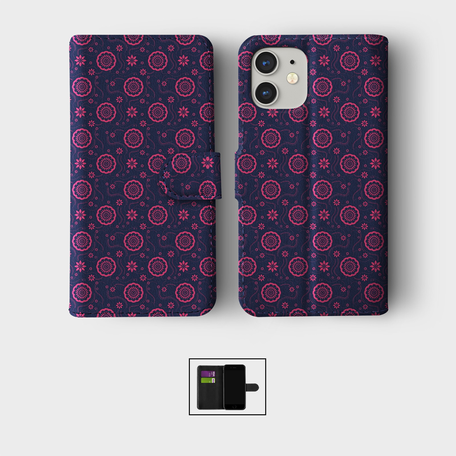 CASE FOR IPHONE 16 16E 15 14 12 12 SE PRO WALLET FLIP PHONE COVER FLORAL VINTAGE - 第 4/5 張圖片