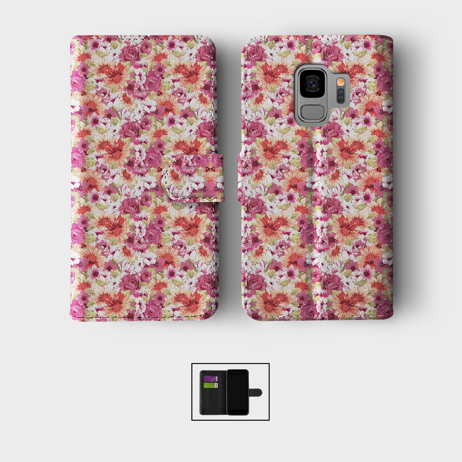 CASE FOR SAMSUNG S23 S22 S21 S20 S10 S9 WALLET FLIP PHONE COVER FLORAL VINTAGE - Picture 2 of 5
