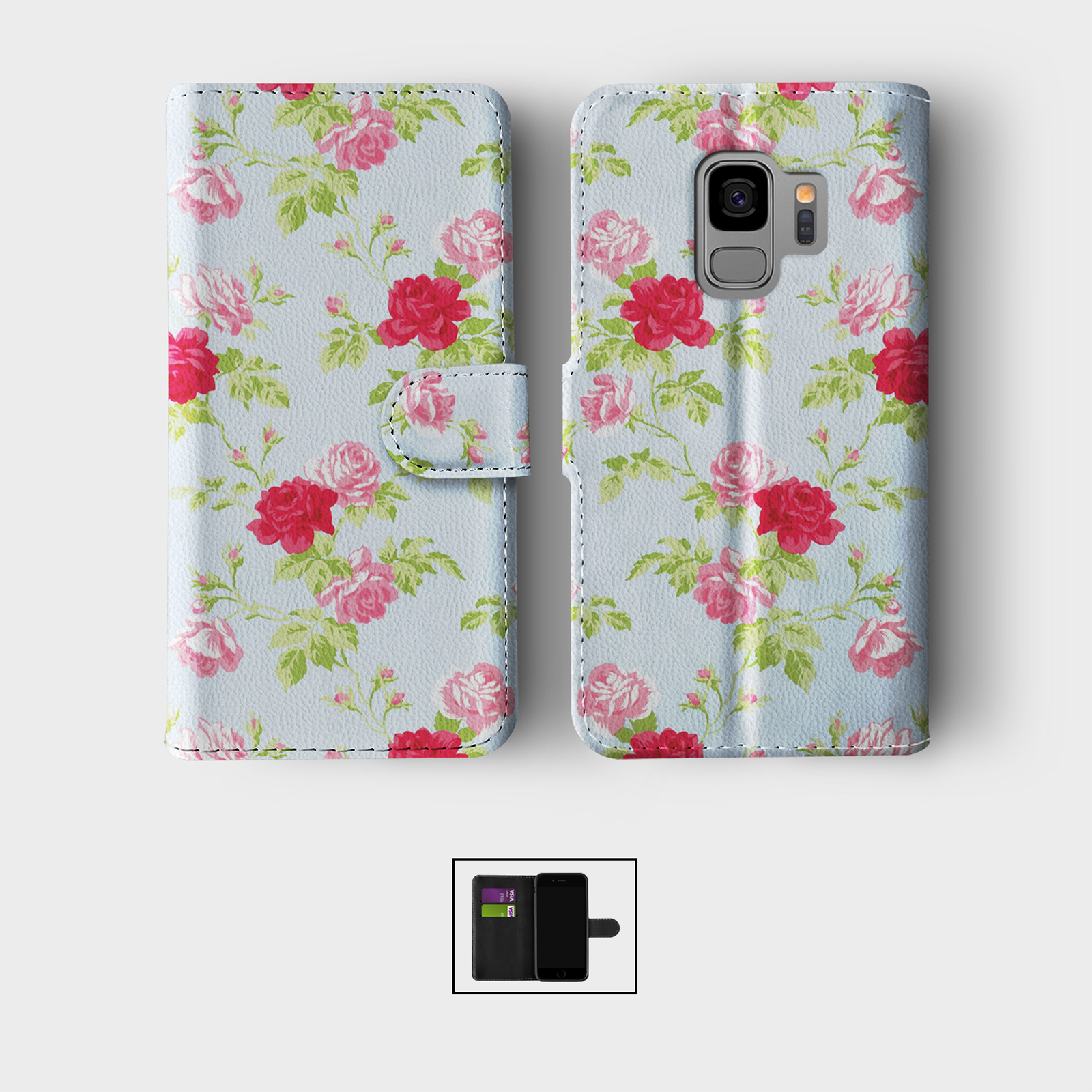 CASE FOR SAMSUNG S23 S22 S21 S20 S10 S9 WALLET FLIP PHONE COVER FLORAL VINTAGE - Picture 3 of 5