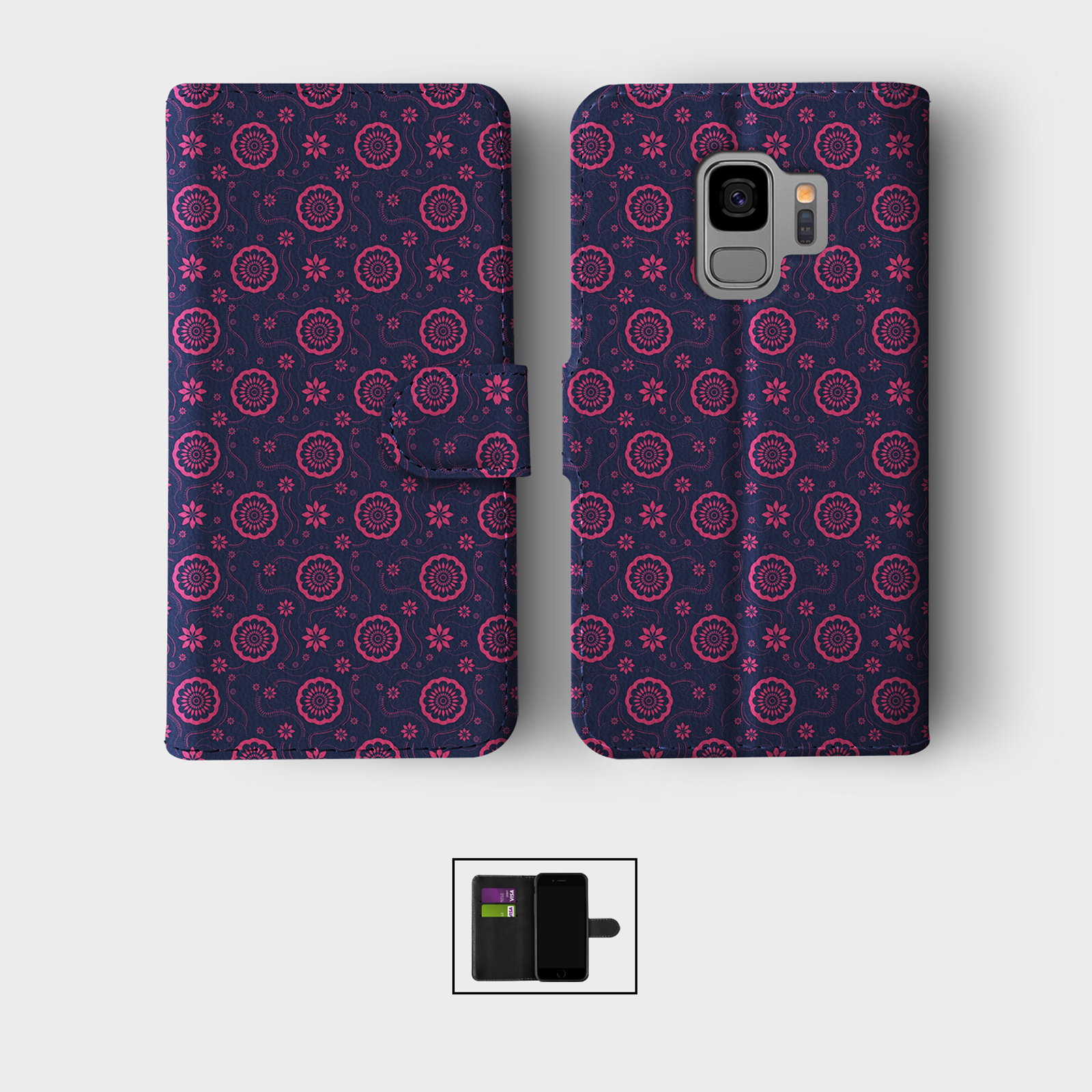 CASE FOR SAMSUNG S23 S22 S21 S20 S10 S9 WALLET FLIP PHONE COVER FLORAL VINTAGE - Picture 4 of 5
