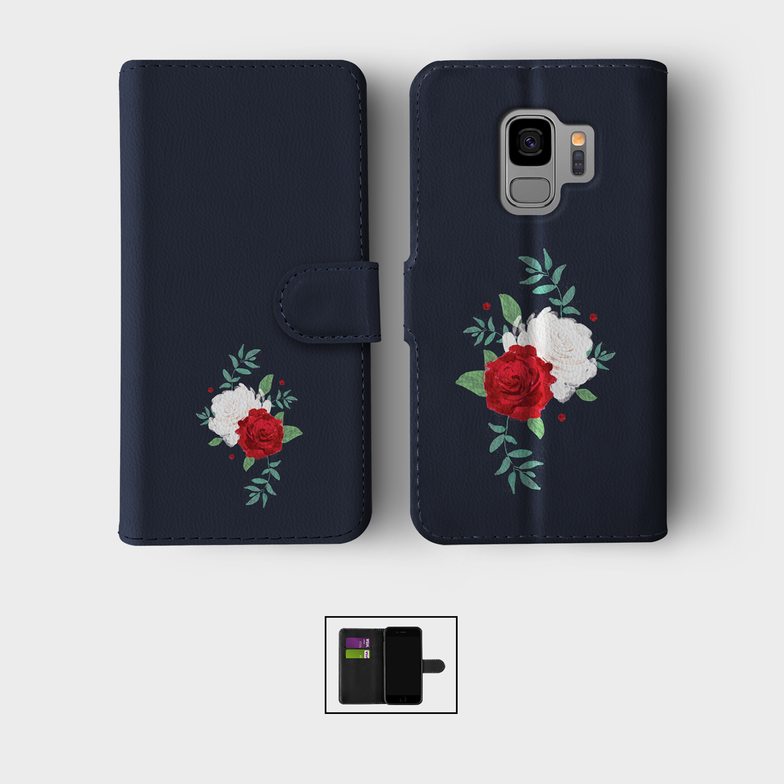 CASE FOR SAMSUNG S23 S22 S21 S20 S10 S9 WALLET FLIP PHONE COVER UNICORN ROSES - Picture 3 of 10