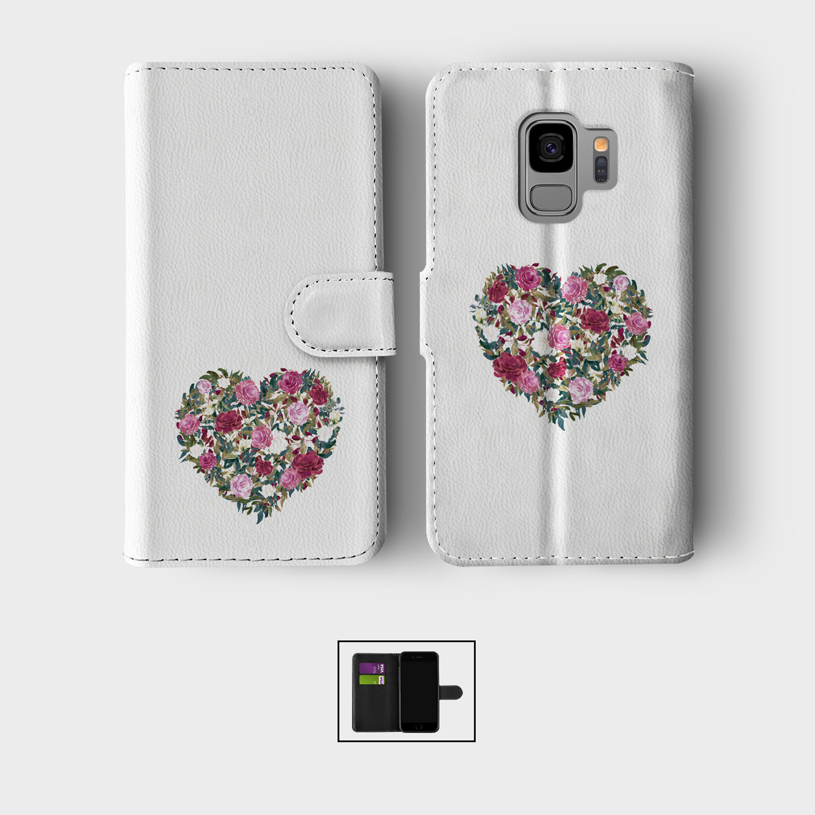 CASE FOR SAMSUNG S23 S22 S21 S20 S10 S9 WALLET FLIP PHONE COVER UNICORN ROSES - Picture 4 of 10