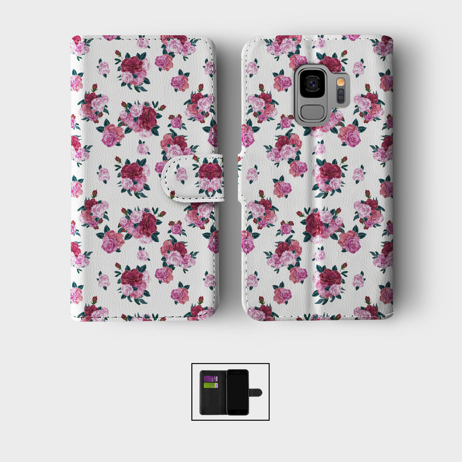 CASE FOR SAMSUNG S23 S22 S21 S20 S10 S9 WALLET FLIP PHONE COVER UNICORN ROSES - Picture 8 of 10