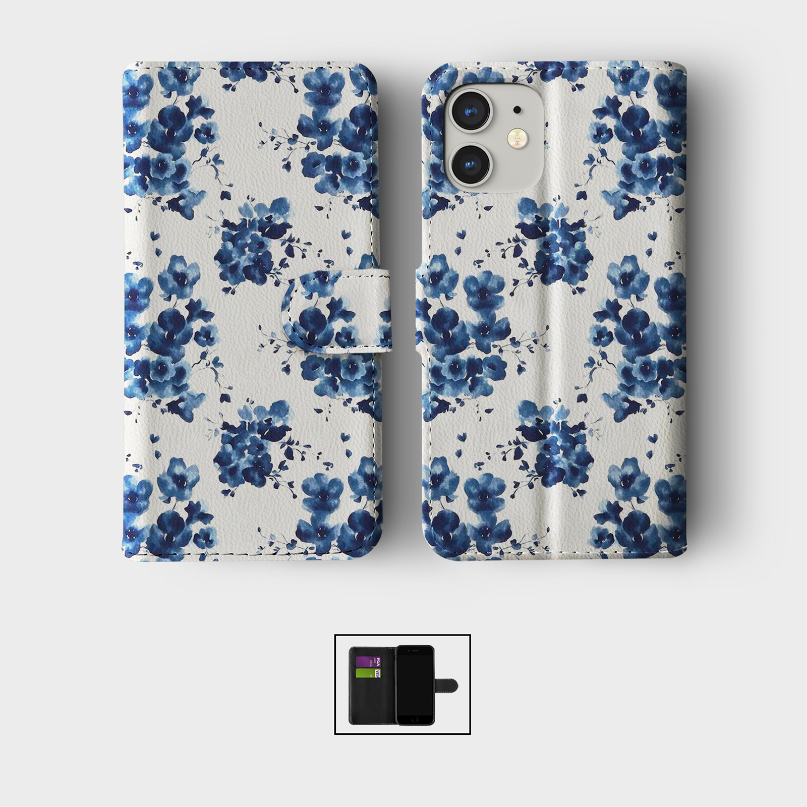 CASE FOR IPHONE 16 15 14 13 12 11 SE WALLET FLIP PHONE COVER FLORAL ROSES DAISY - Picture 7 of 10