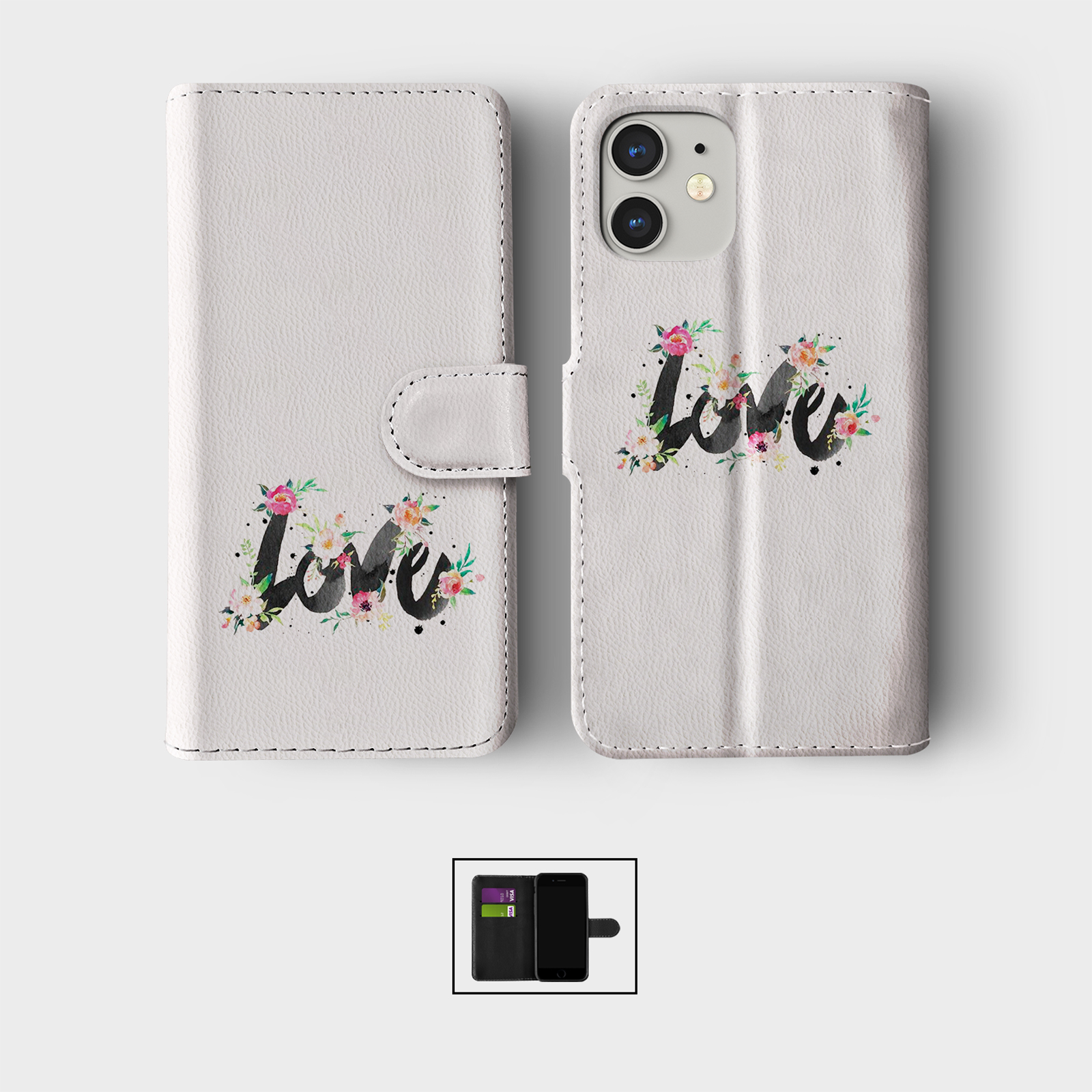 CASE FOR IPHONE 16 15 14 13 12 11 SE WALLET FLIP PHONE COVER FLORAL ROSES DAISY - Picture 8 of 10