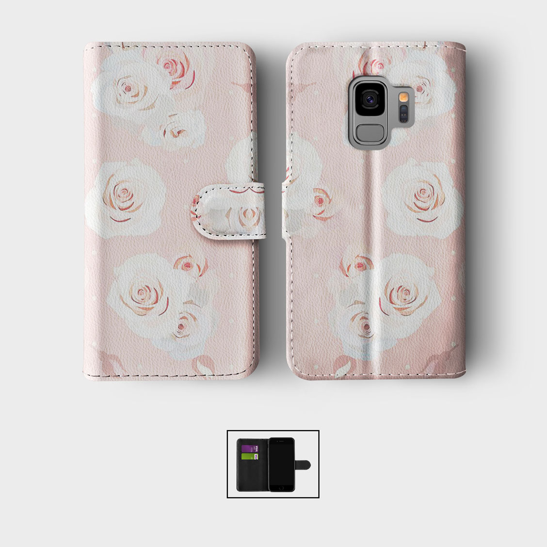 CASE FOR SAMSUNG S23 S22 S21 S20 S10 WALLET FLIP PHONE COVER FLORAL ROSES DAISY - Picture 9 of 10