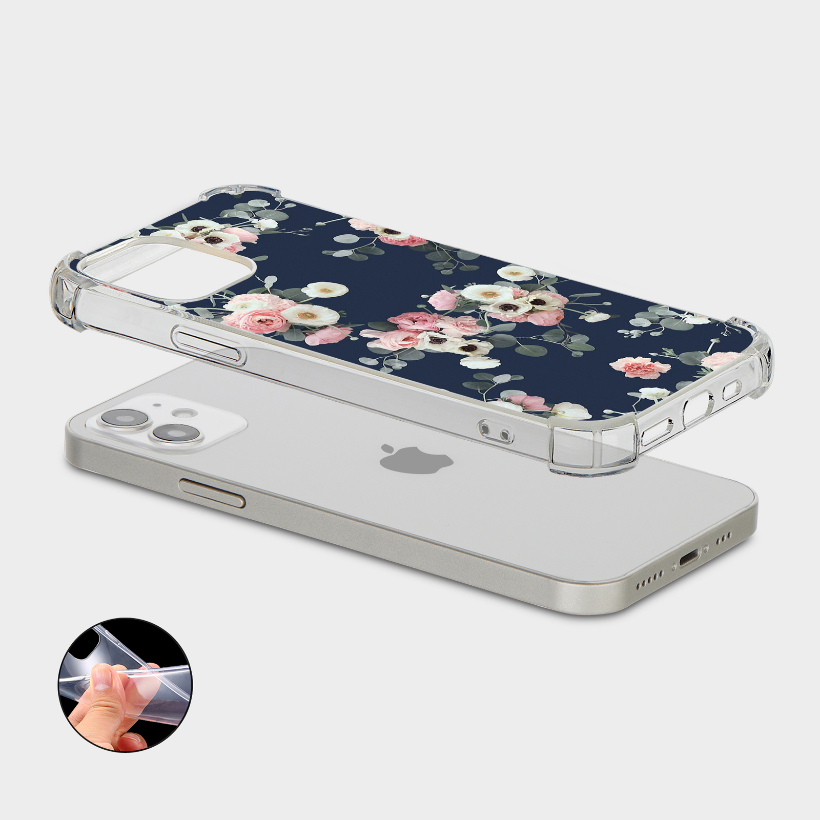 CASE FOR IPHONE 15 14 13 12 11 SE 8 SHOCKPROOF PHONE COVER FLORAL ROSES DAISY - Picture 4 of 34