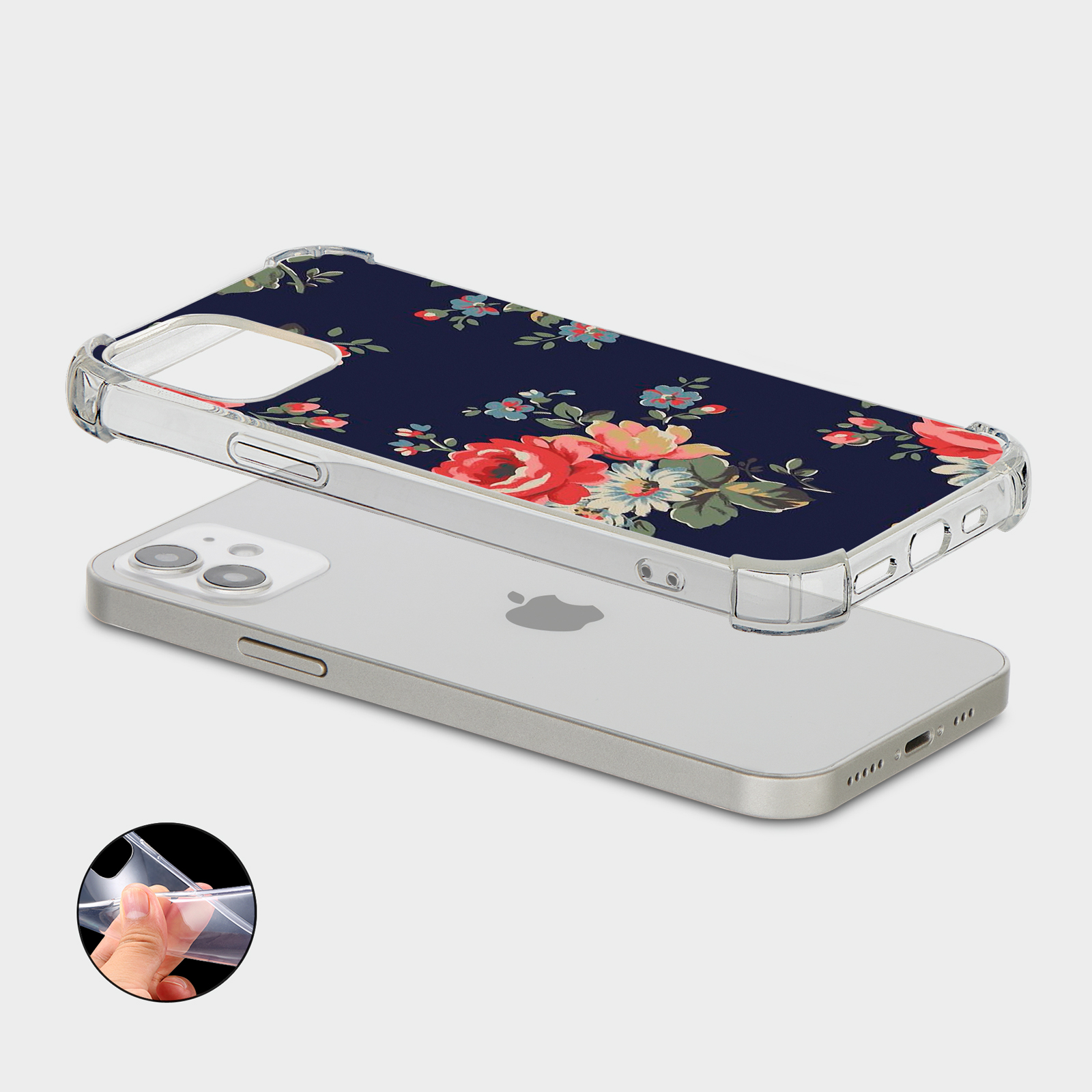 CASE FOR IPHONE 15 14 13 12 11 SE 8 SHOCKPROOF PHONE COVER FLORAL ROSES DAISY - Picture 8 of 34