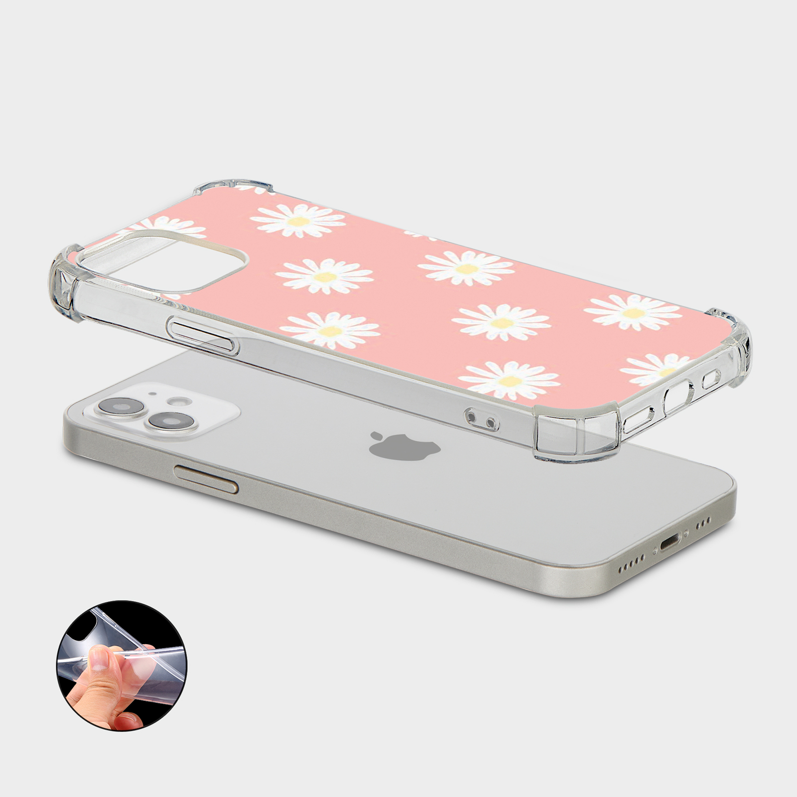 CASE FOR IPHONE 15 14 13 12 11 SE 8 SHOCKPROOF PHONE COVER FLORAL ROSES DAISY - Picture 12 of 34