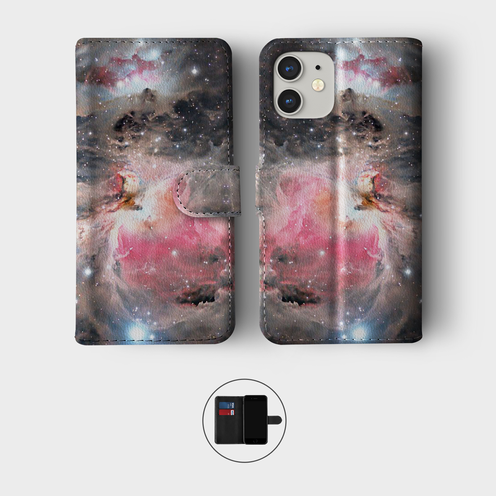 CASE FOR IPHONE 16 15 14 13 12 11 SE WALLET FLIP PHONE COVER SPACE STARS NEBULA - Picture 6 of 10