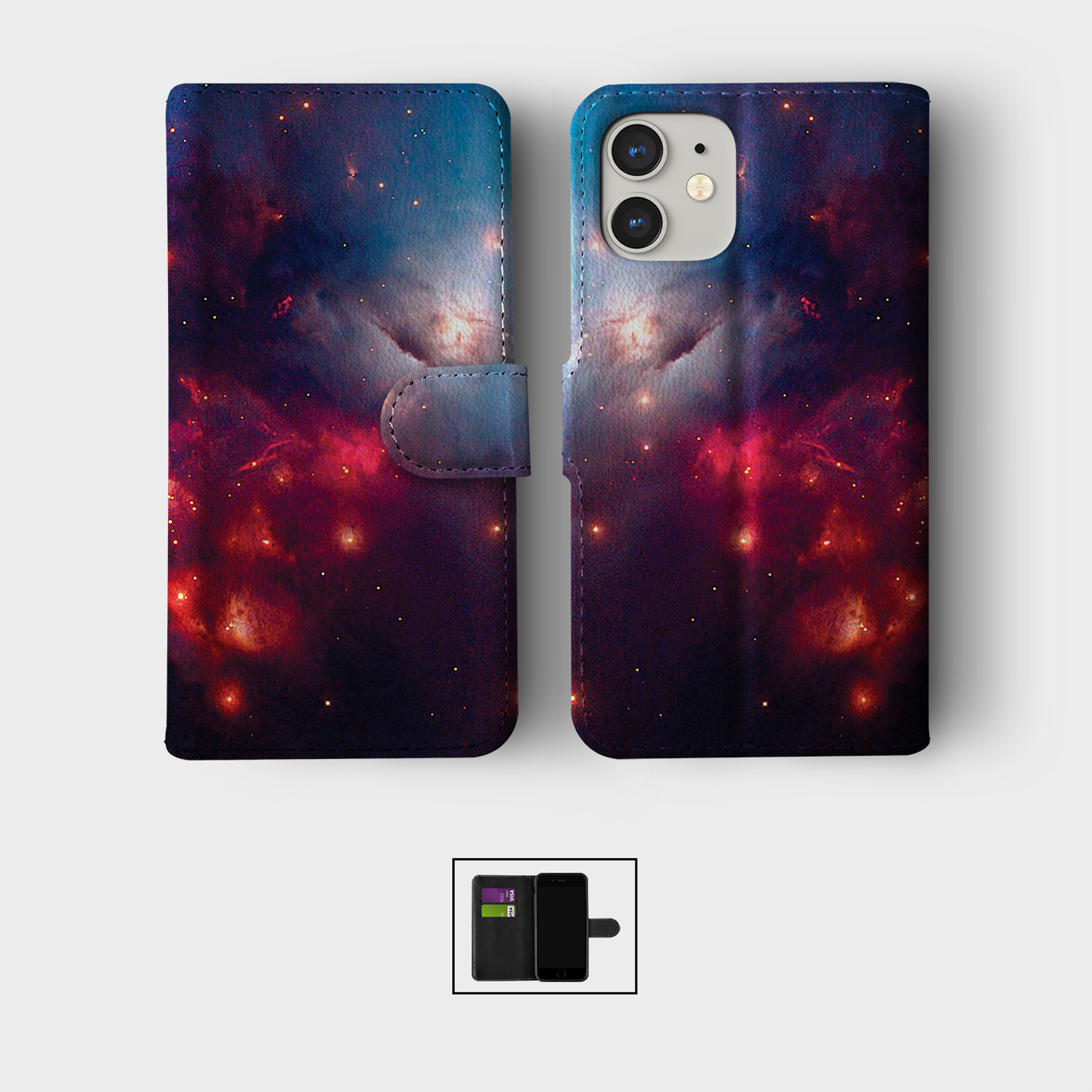 CASE FOR IPHONE 16 15 14 13 12 11 SE WALLET FLIP PHONE COVER SPACE STARS NEBULA - Picture 9 of 10