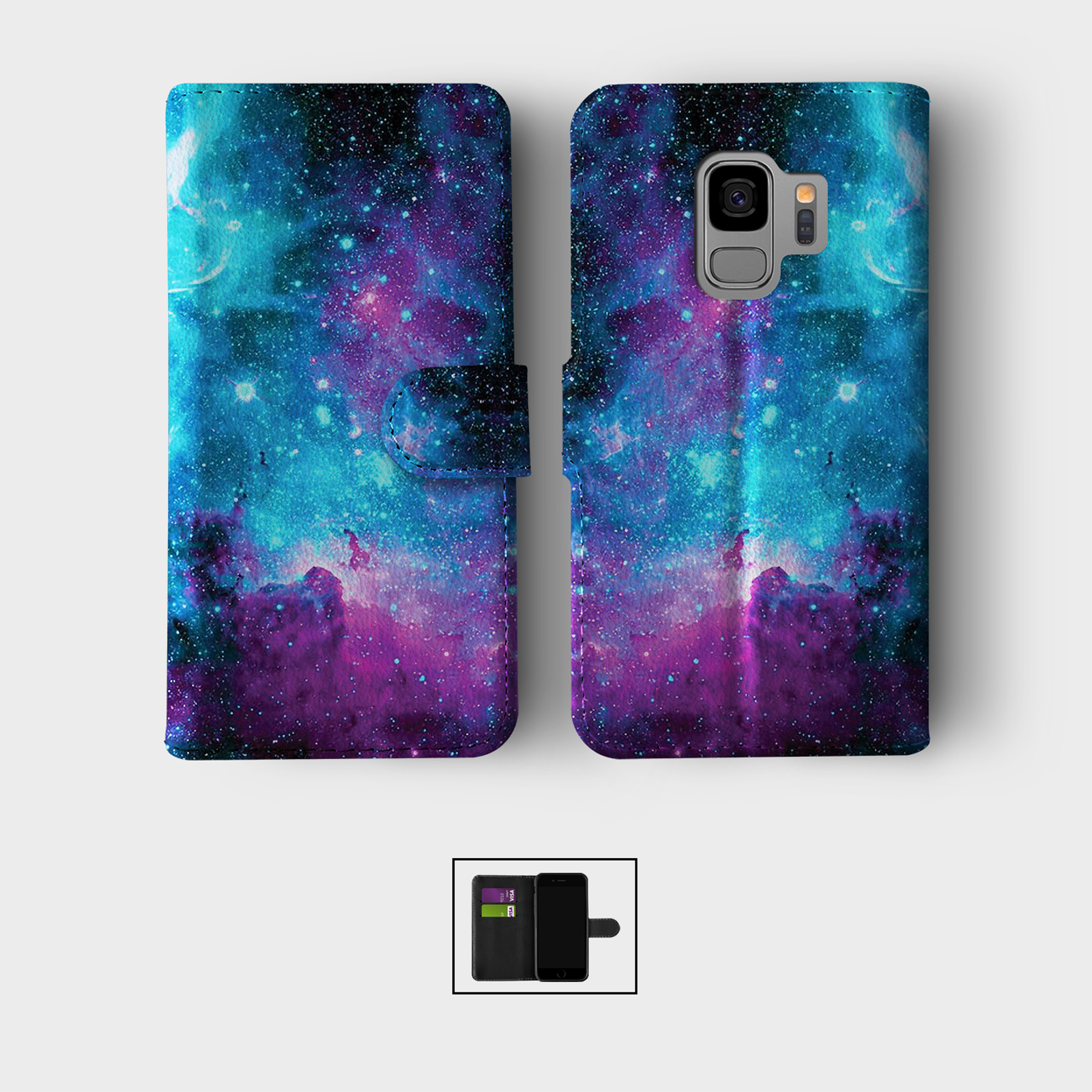 CASE FOR SAMSUNG S23 S22 S21 S20 S10 WALLET FLIP PHONE COVER SPACE STARS NEBULA - Picture 2 of 10