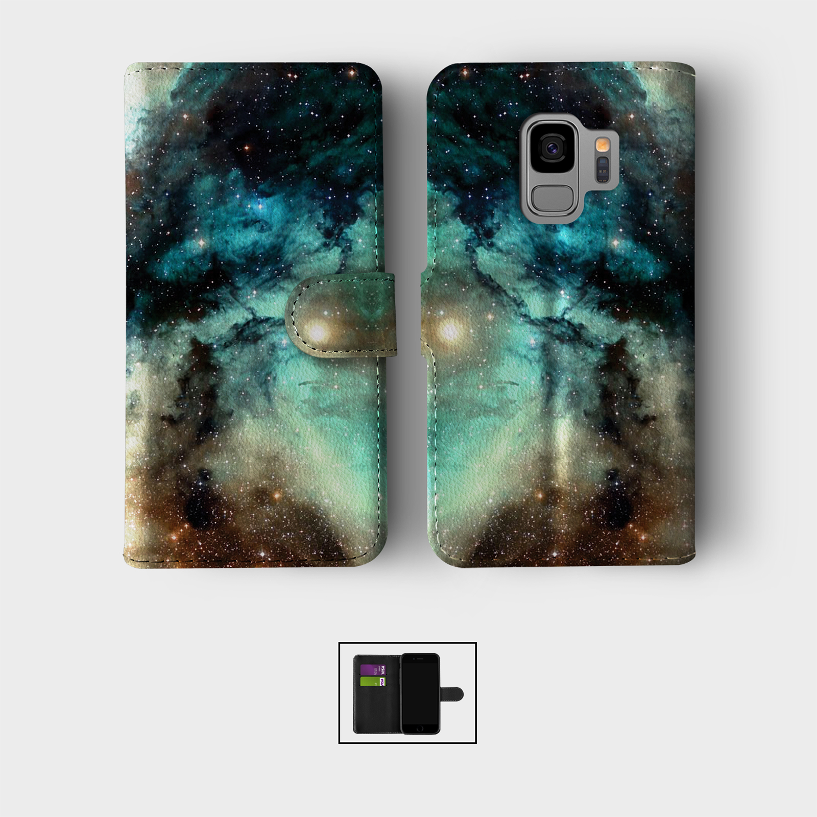 CASE FOR SAMSUNG S23 S22 S21 S20 S10 WALLET FLIP PHONE COVER SPACE STARS NEBULA - Picture 4 of 10