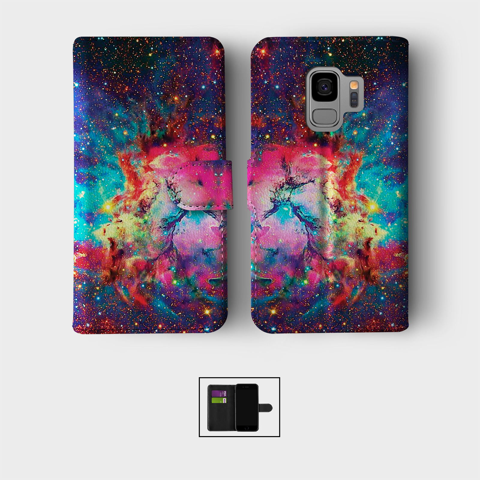 CASE FOR SAMSUNG S23 S22 S21 S20 S10 WALLET FLIP PHONE COVER SPACE STARS NEBULA - Picture 5 of 10