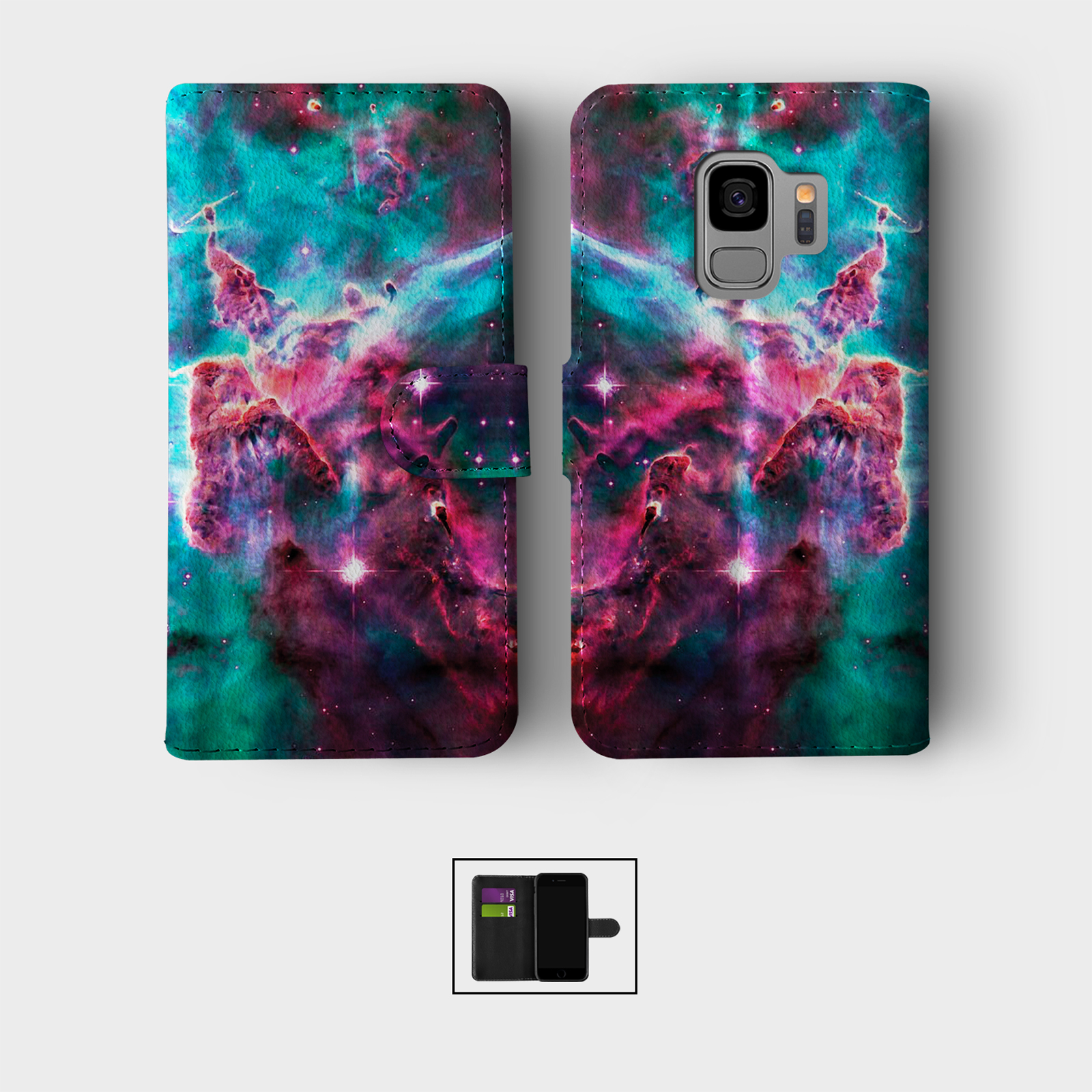 CASE FOR SAMSUNG S23 S22 S21 S20 S10 WALLET FLIP PHONE COVER SPACE STARS NEBULA - Picture 7 of 10