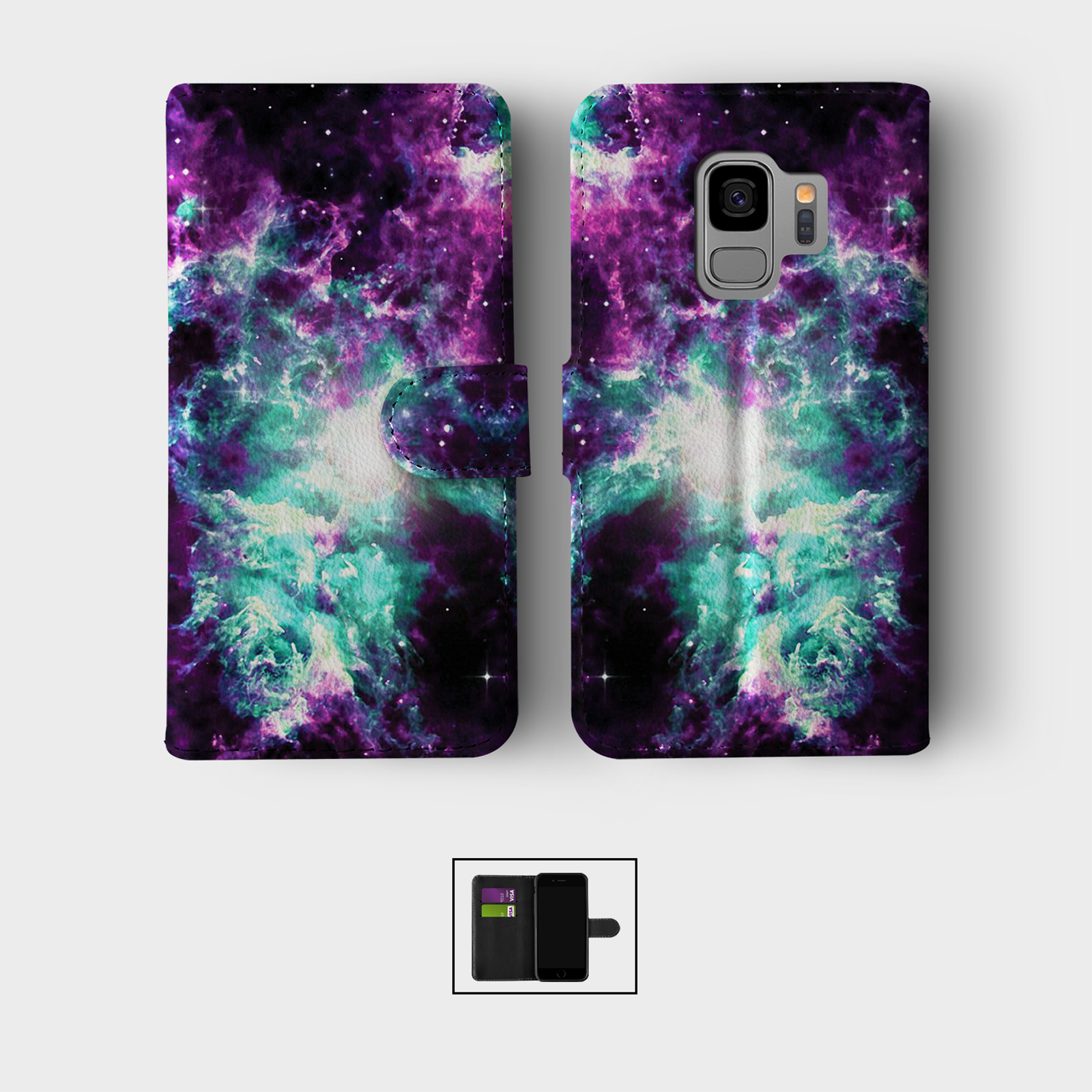 CASE FOR SAMSUNG S23 S22 S21 S20 S10 WALLET FLIP PHONE COVER SPACE STARS NEBULA - Picture 8 of 10