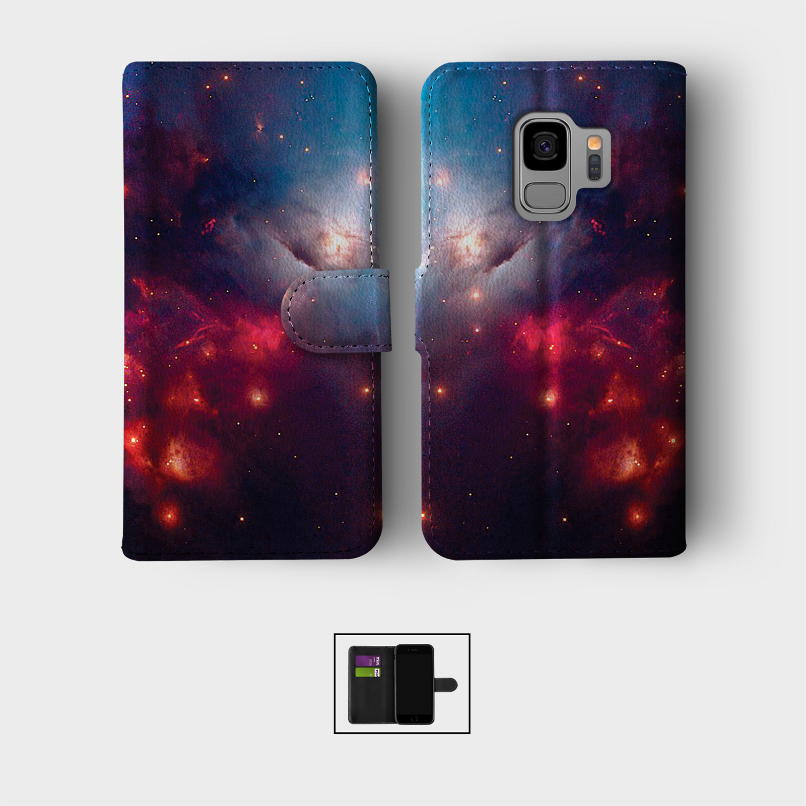 CASE FOR SAMSUNG S23 S22 S21 S20 S10 WALLET FLIP PHONE COVER SPACE STARS NEBULA - Picture 9 of 10