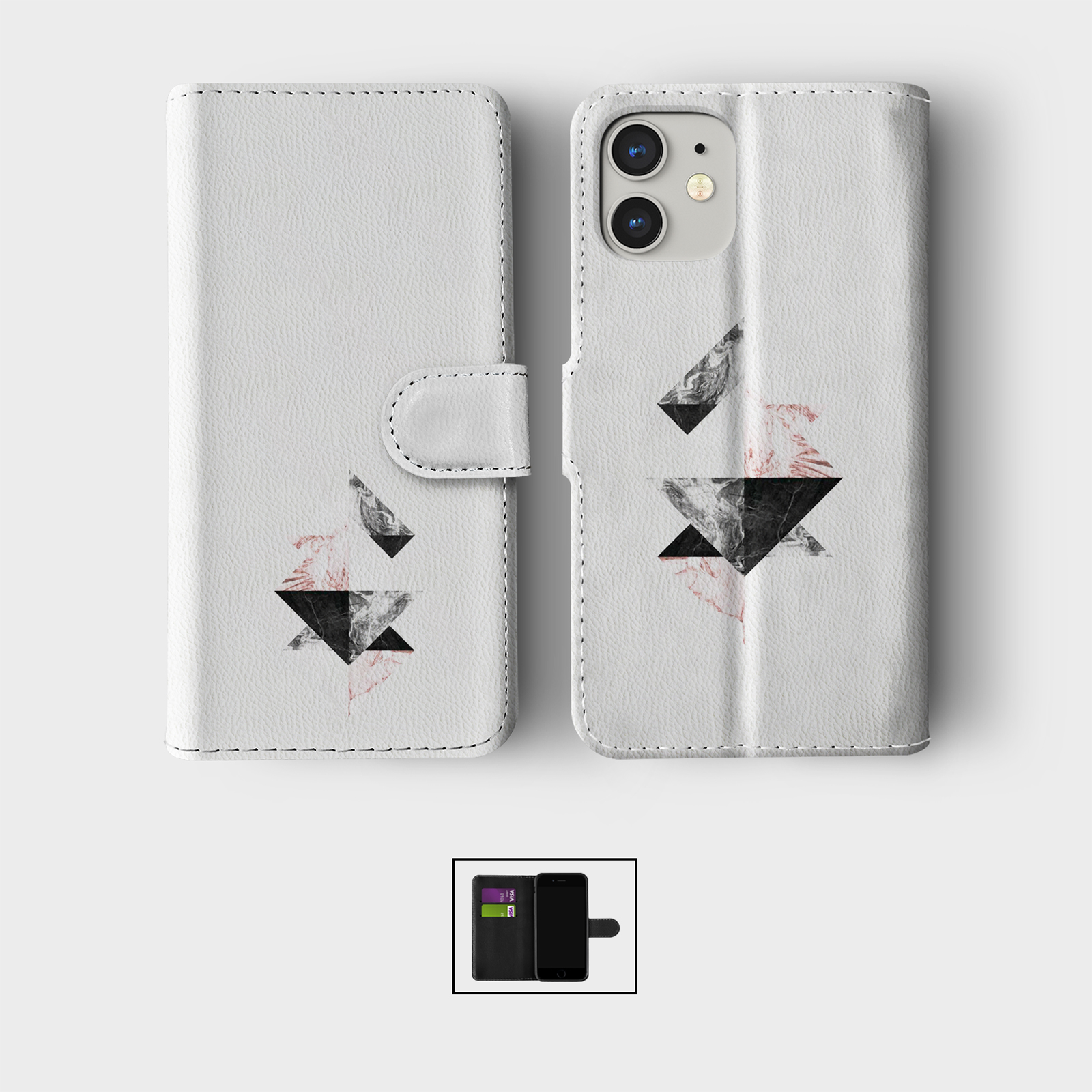 CASE FOR IPHONE 16 16E 15 14 12 12 PRO WALLET FLIP PHONE COVER ROSE GOLD MARBLE - Picture 7 of 9